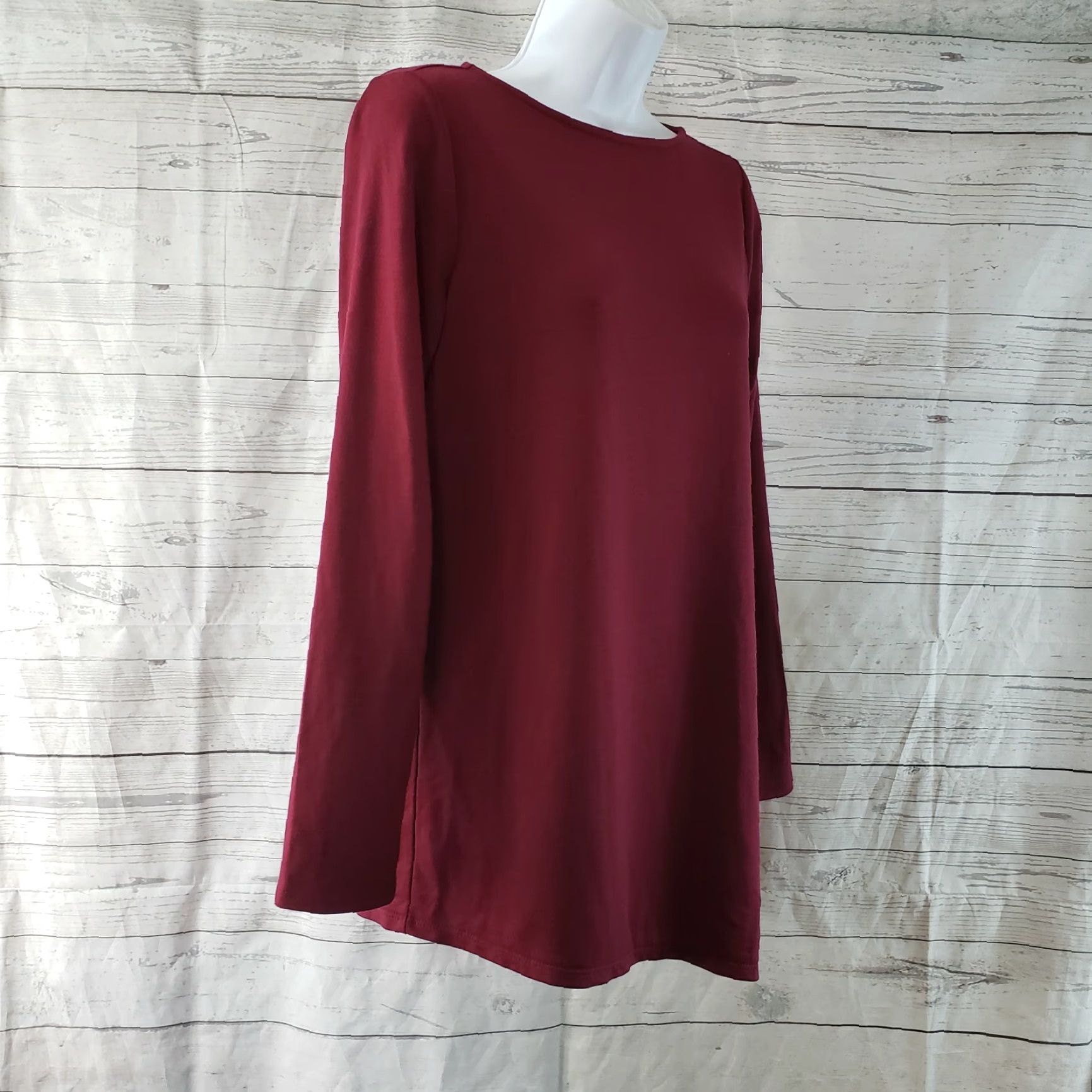 Vintage J Jill Womens Luxe Tencel Top XS Solid Dark Red Long Sleeve Blouse Size XS / US 0-2 / IT 36-38 - 2 Thumbnail
