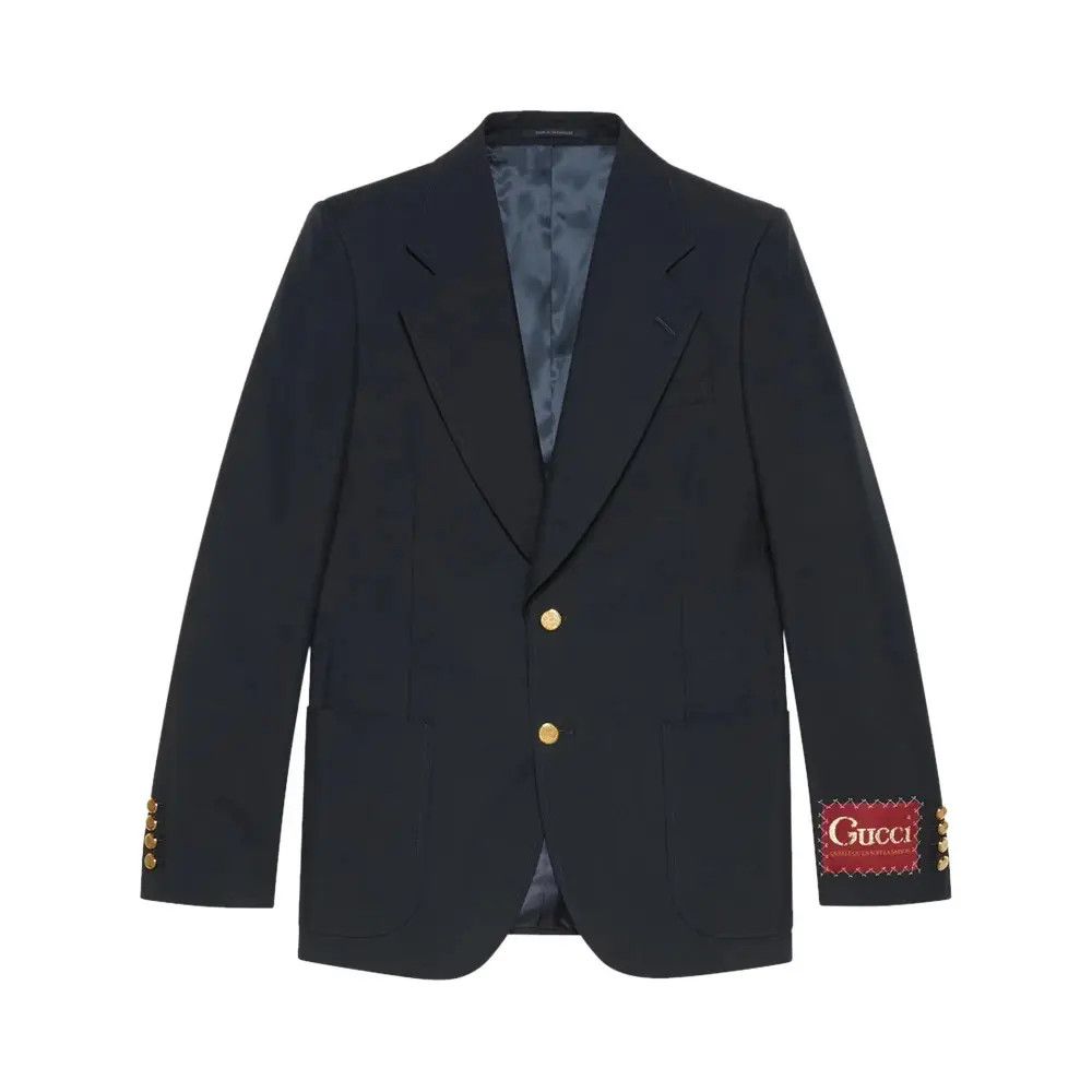 o1s1wg110225 Cotton Wool Mohair Jacket With Label Dark Blue