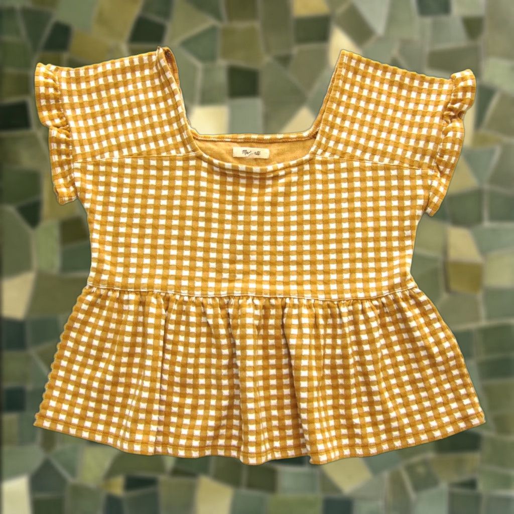 Madewell Madewell Cotton Stretch White Yellow Plaid Short Sleeve Tunic Blouse Small Women Shirt Size S / US 4 / IT 40 - 1 Thumbnail