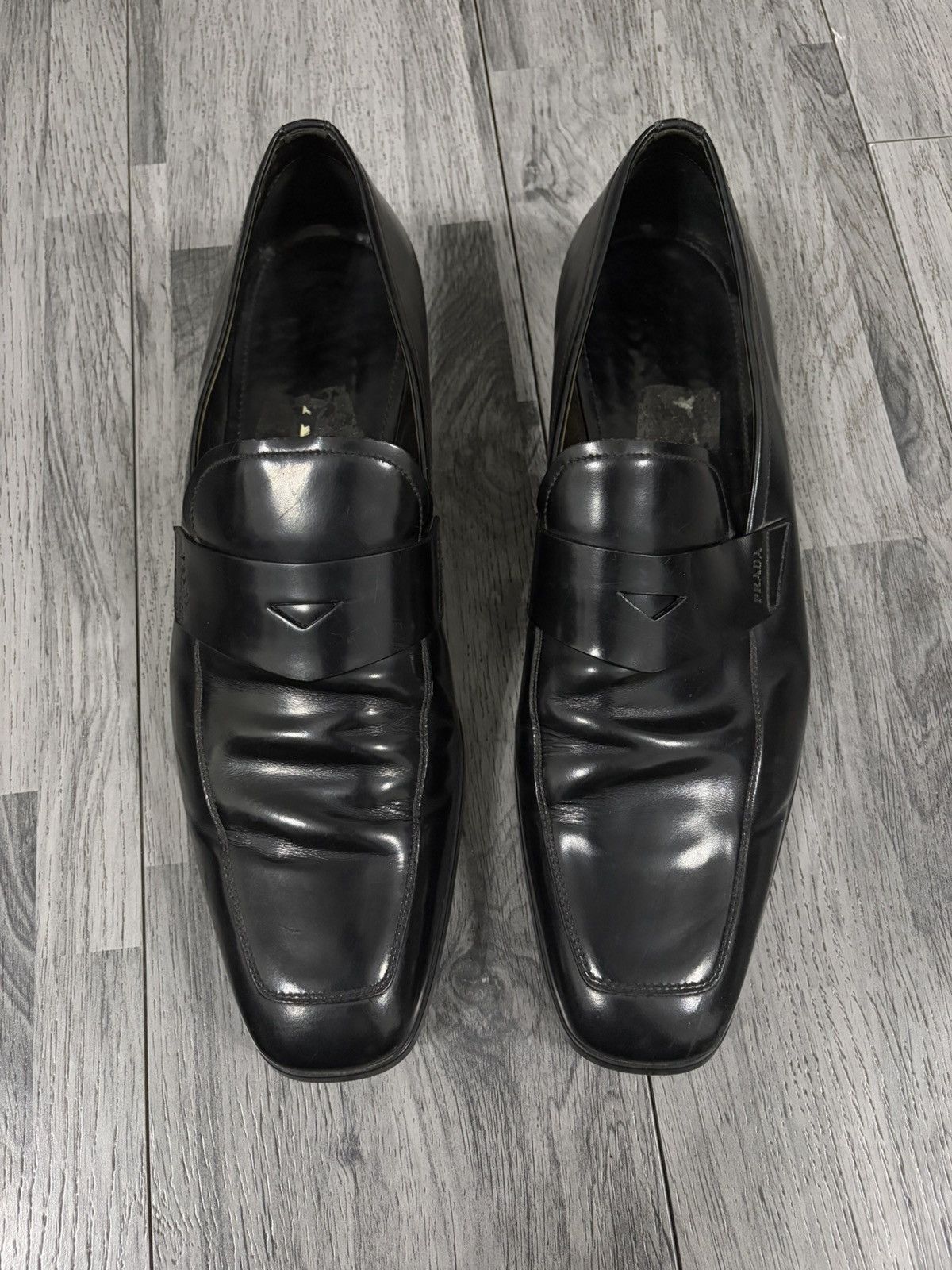Prada Prada Black Leather Penny Loafers Size US 10.5 / EU 43-44 - 4 Thumbnail