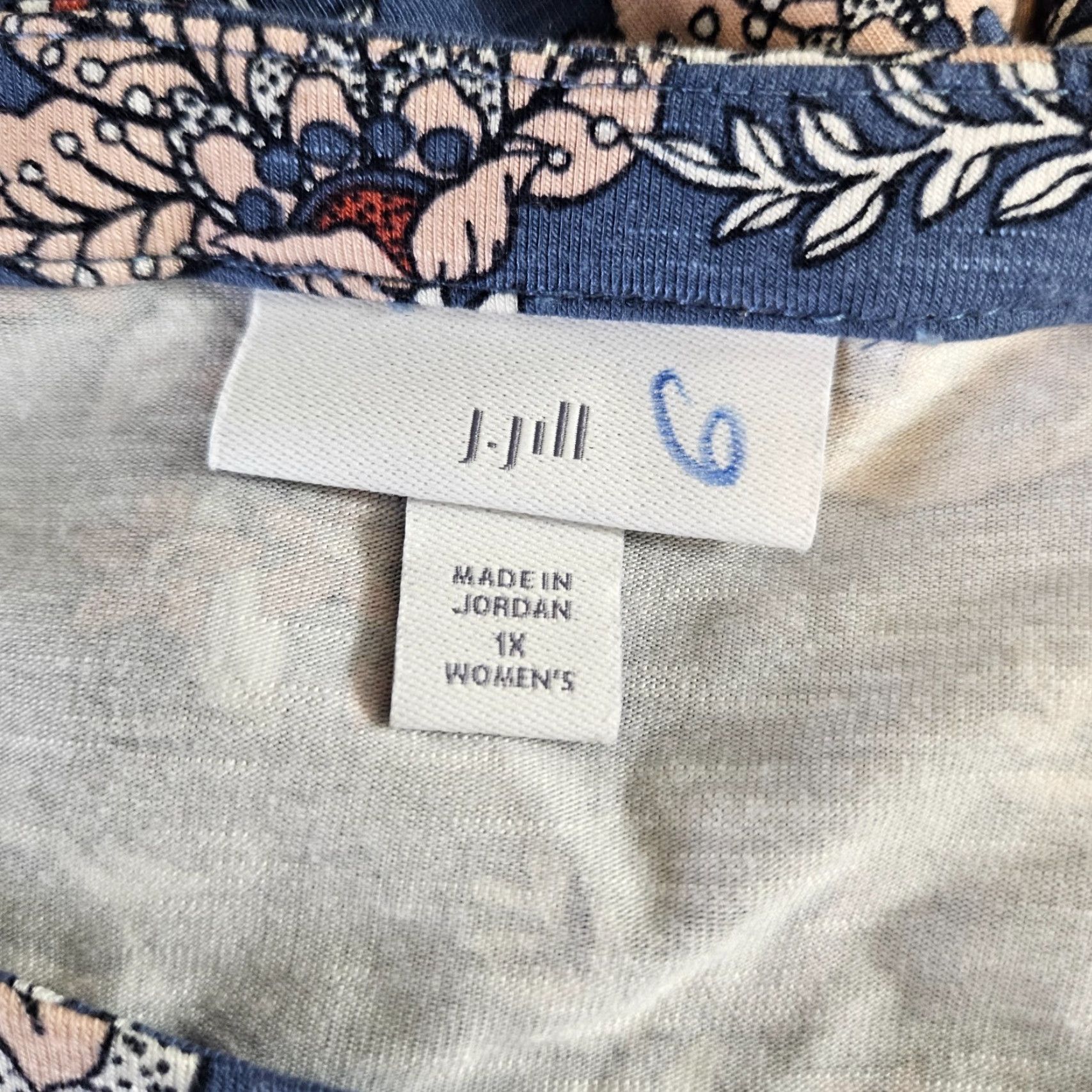 J. Jill J. Jill Womens Dress 1X Blue Pink Floral Long Sleeve Rayon Blend Knee Length Casual Shift Mens Women Girls Size XL / US 12-14 / IT 48-50 - 5 Thumbnail