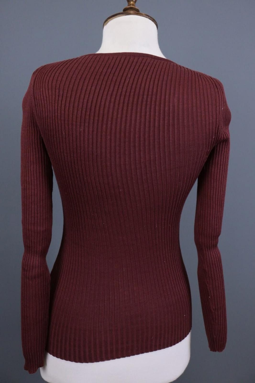 Designer Peruvian Connection Burgundy Ribbed Top Shirt Size S Size S / US 4 / IT 40 - 10 Thumbnail