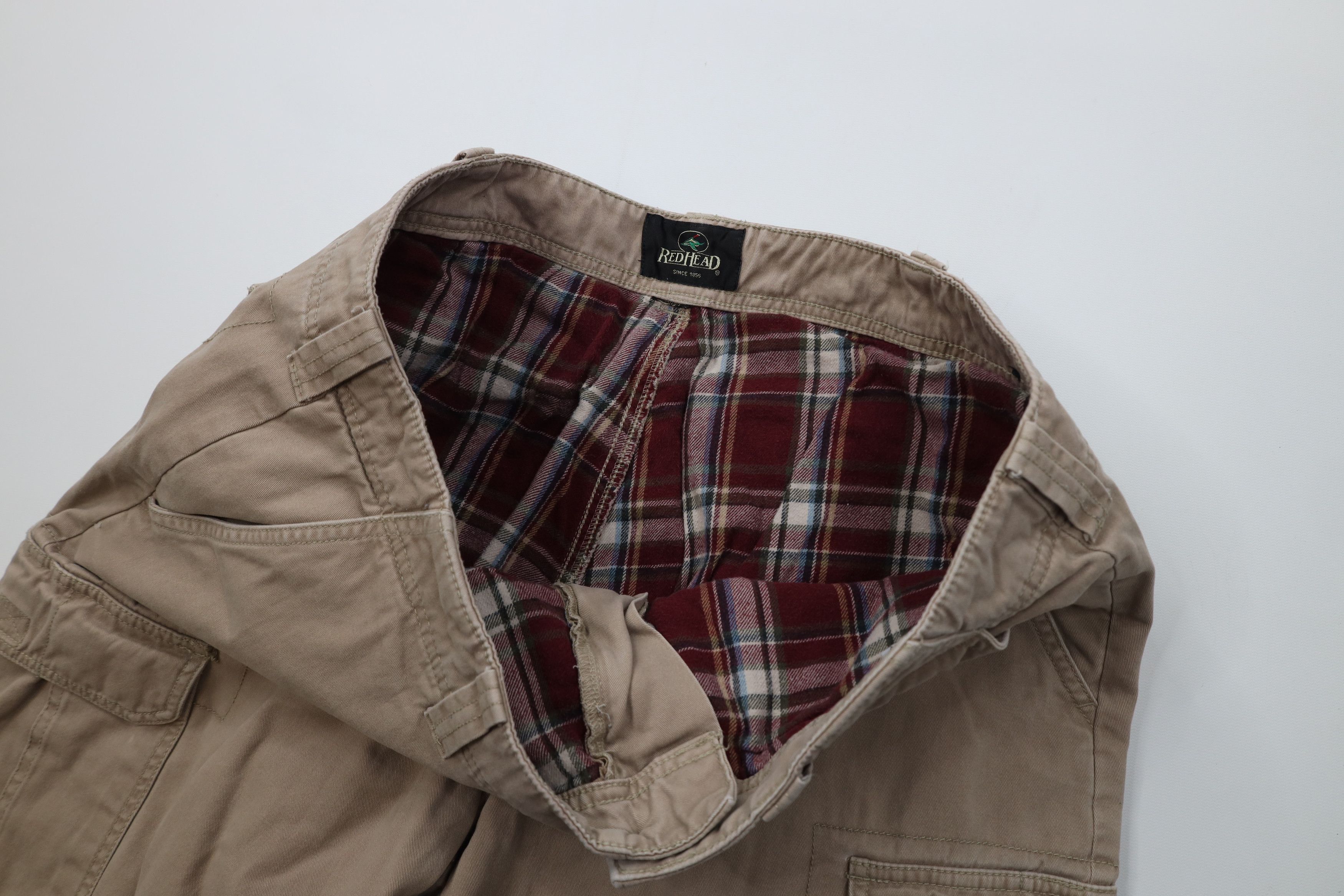 Vintage Vintage Streetwear Flannel Lined Wide Leg Cargo Pants Beige Size US 38 / EU 54 - 10 Thumbnail