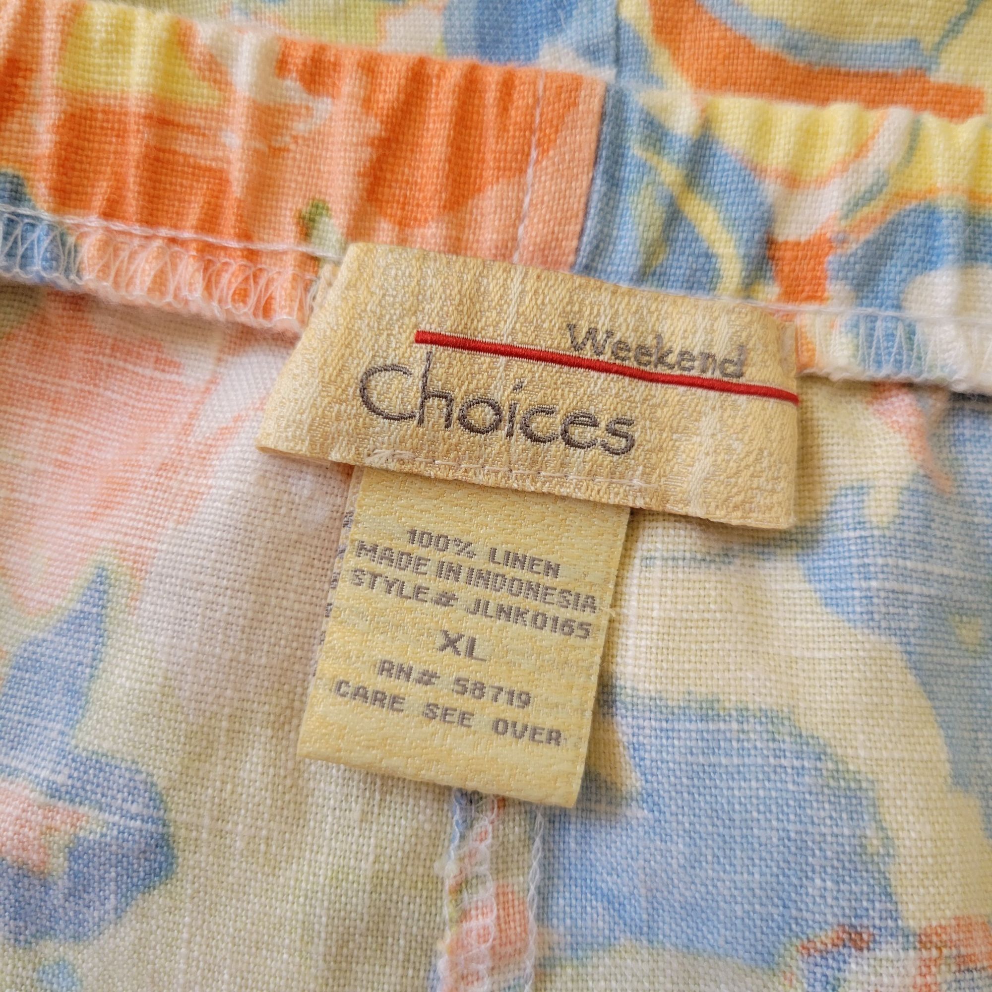 Vintage Weekend Choices Floral Linen Skirt XL Tropical Beach Cruise Size 38" / US 16 / IT 52 - 3 Thumbnail
