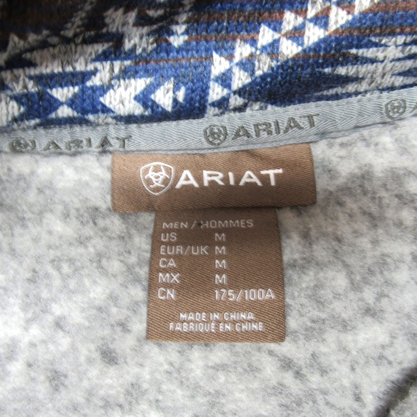 Ariat Ariat Sweater Mens Medium Blue Geometric 1/2 Aztec Southwestern Tribal Mock Neck Pullover Long Sleeve Fleece Casual Outdoor Winter 100% Polyester Size US M / EU 48-50 / 2 - 3 Thumbnail