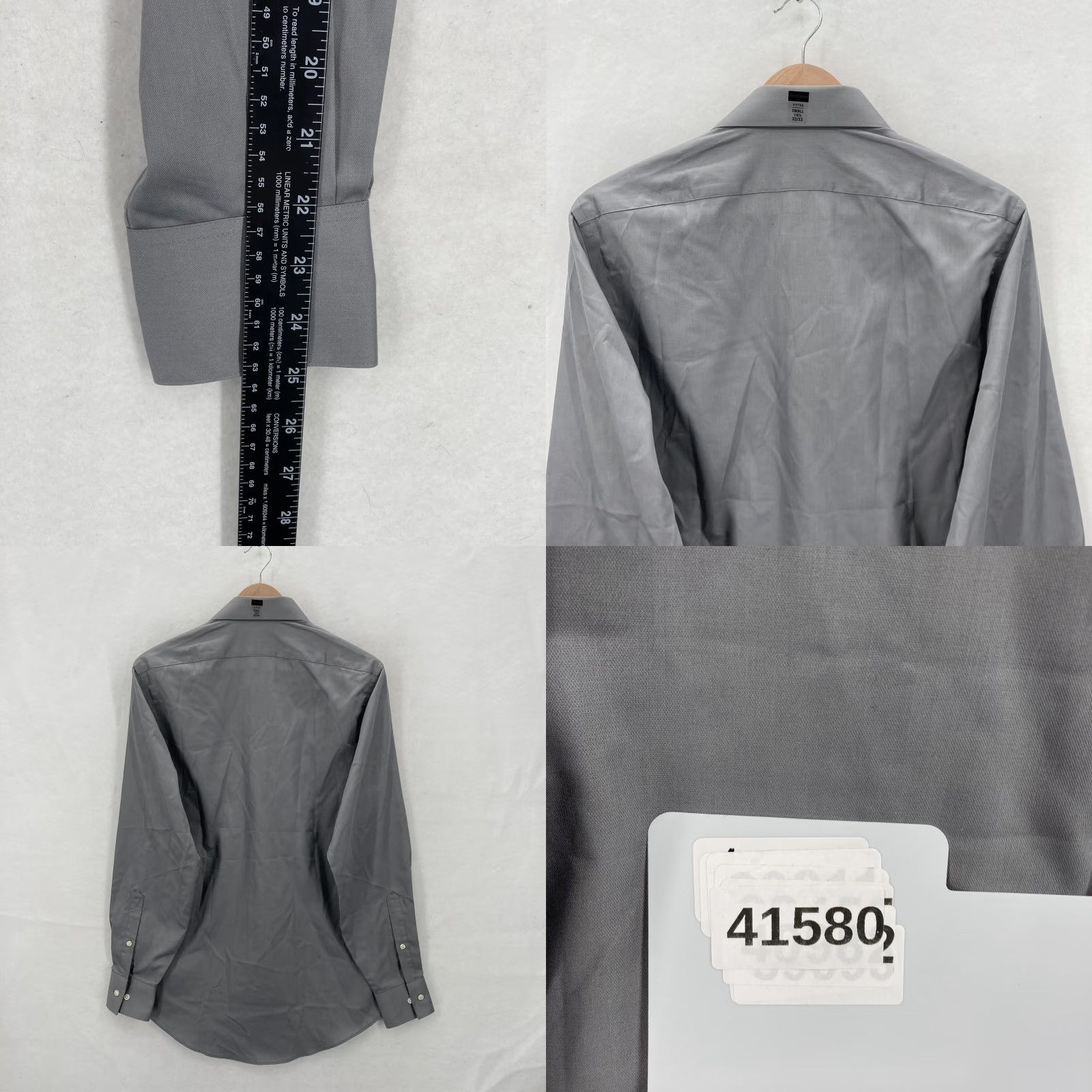 Van Heusen Van Heusen Shirt Mens 14.5 Grey Lux Sateen Fitted No Iron Business Casual Dress Shirt Long Sleeve Slim Chest Pocket Women/Womens? Size US M / EU 48-50 / 2 - 9 Thumbnail