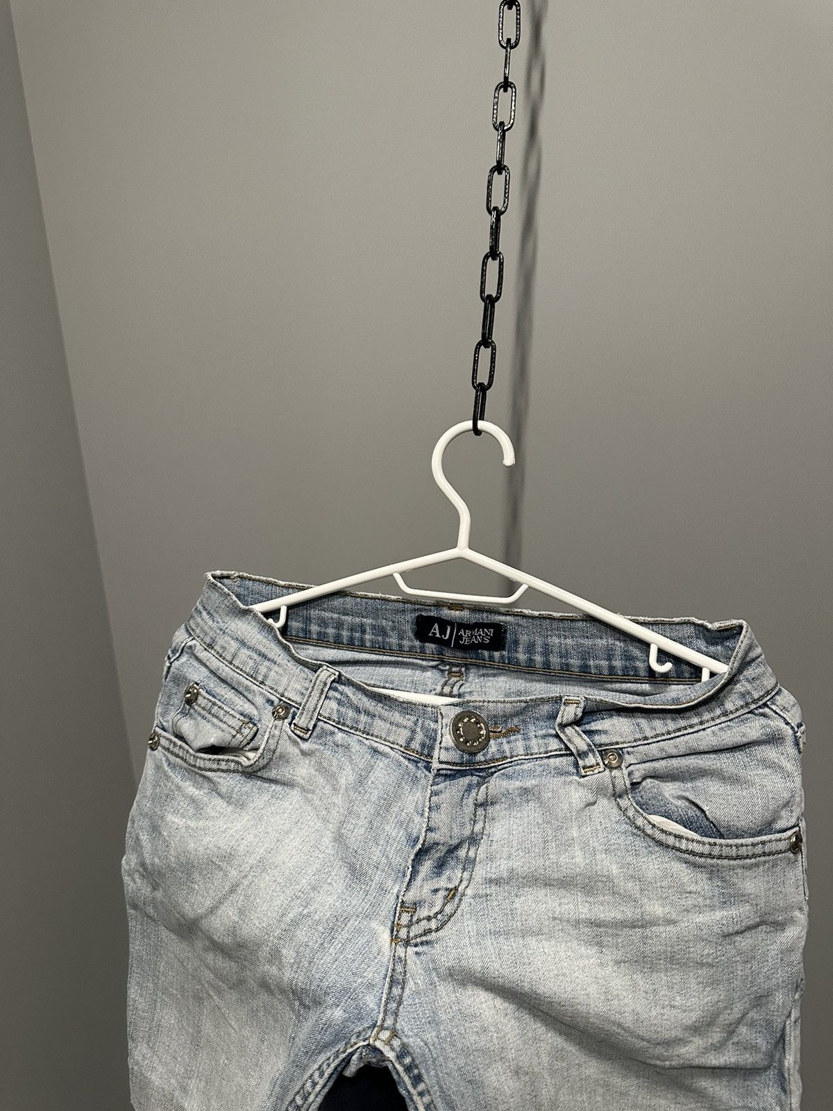 Armani Vintage Armani Big Logo Denim Shorts 2000s Style Y2K Size 26" / US 2 / IT 38 - 12 Thumbnail