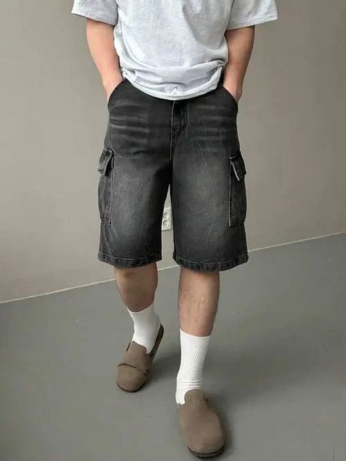 Jean Washed Y2k Shorts Jorts Cargo Denim Size US 32 / EU 48 - 2 Thumbnail