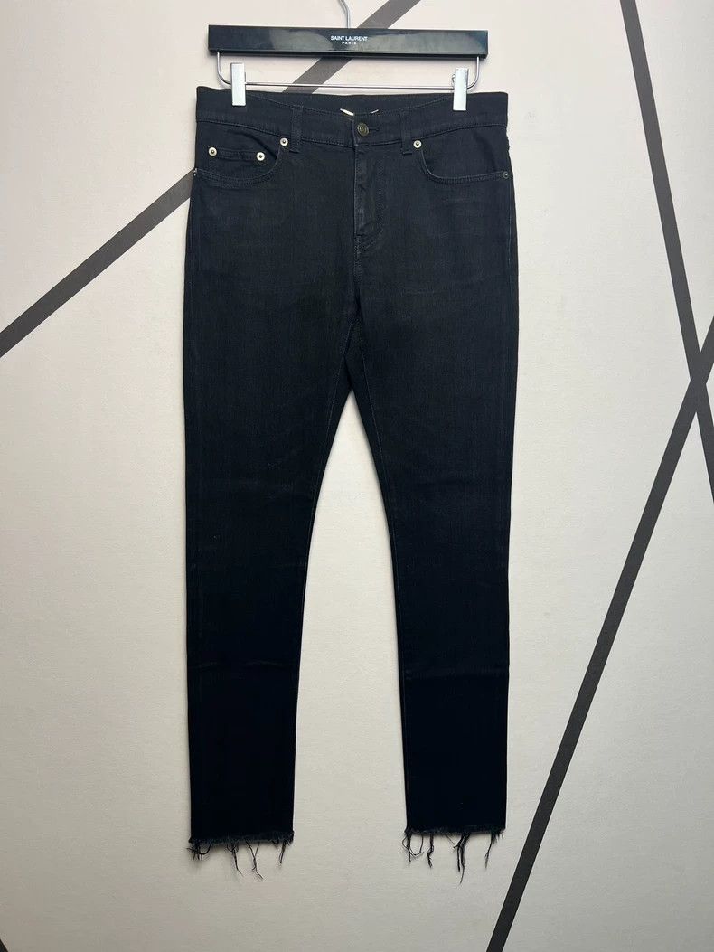 Saint Laurent Paris Saint laurent 16 Spring/Summer Fringed Raw Edge Black Jeans Size US 30 / EU 46 - 1 Thumbnail
