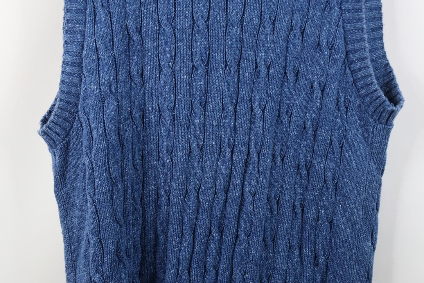 Vintage Vintage 90s Streetwear Cable Knit Sweater Vest Blue USA Size US XL / EU 56 / 4 - 10 Thumbnail