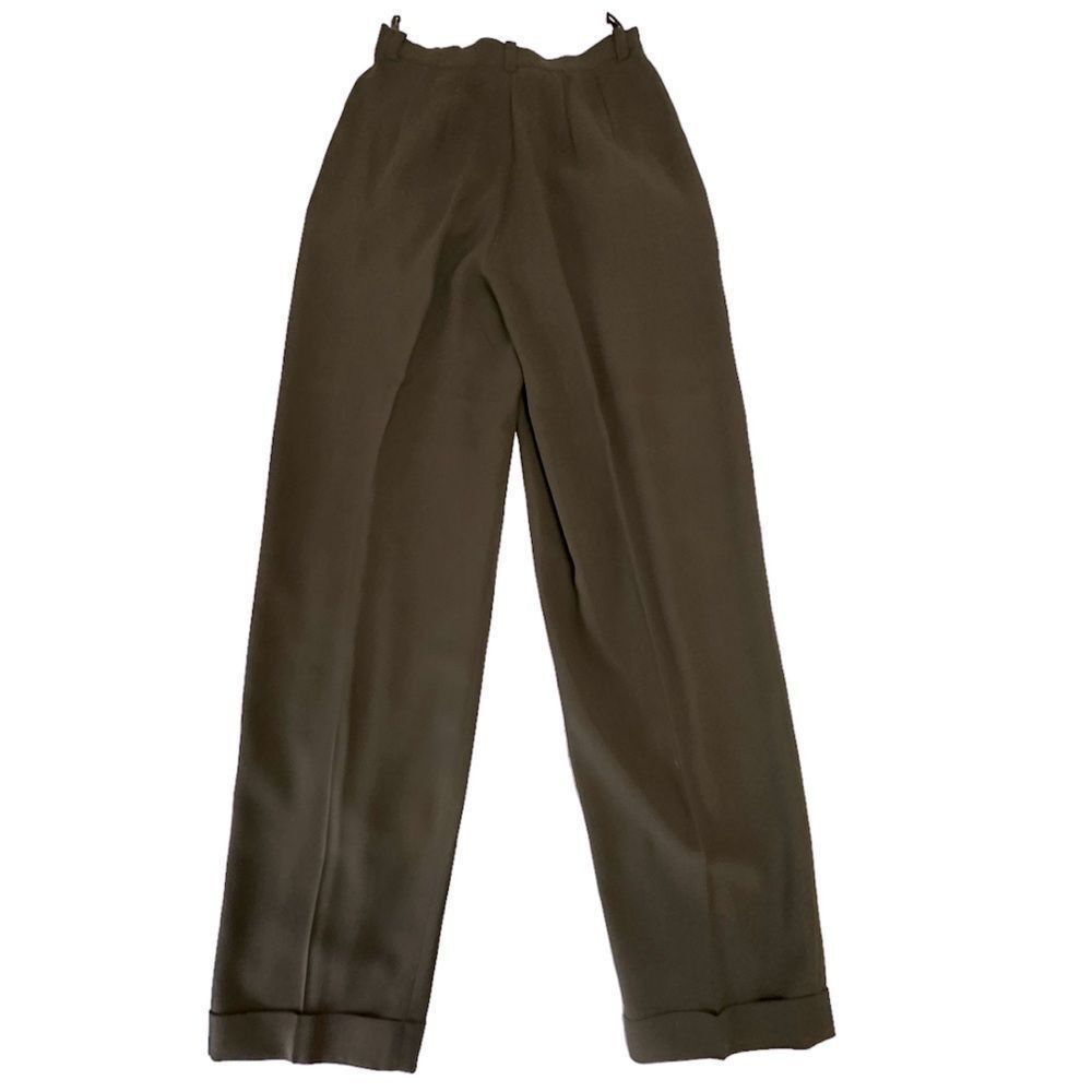 DKNY Vintage DKNY Black Wool Gabardine Turn up Pleated Dress Pant Size 26" / US 2 / IT 38 - 2 Thumbnail