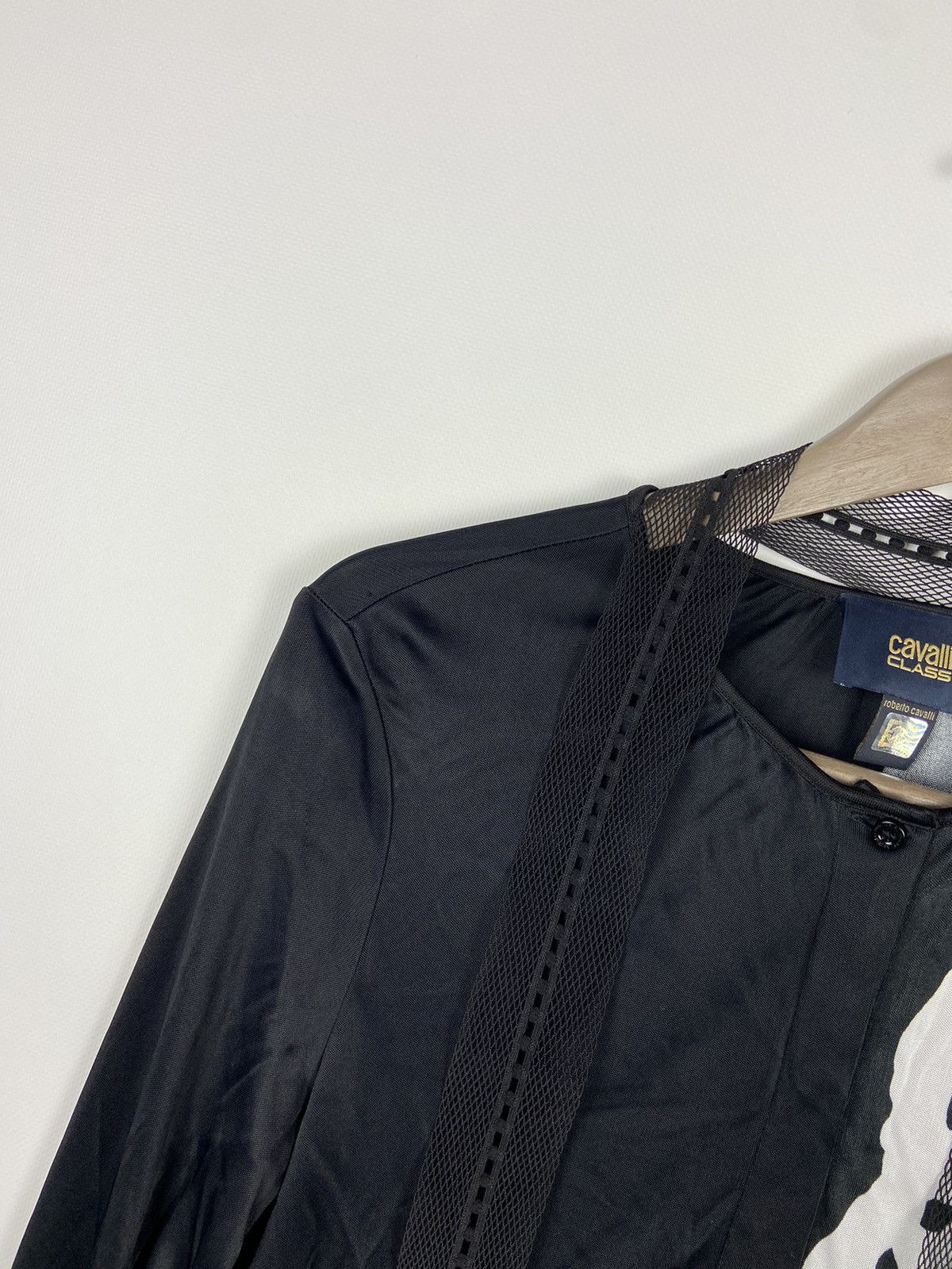 Cavalli Class × Designer Cavalli Class Black Womens Blouse Button Roberto Cavalli Size M / US 6-8 / IT 42-44 - 5 Thumbnail