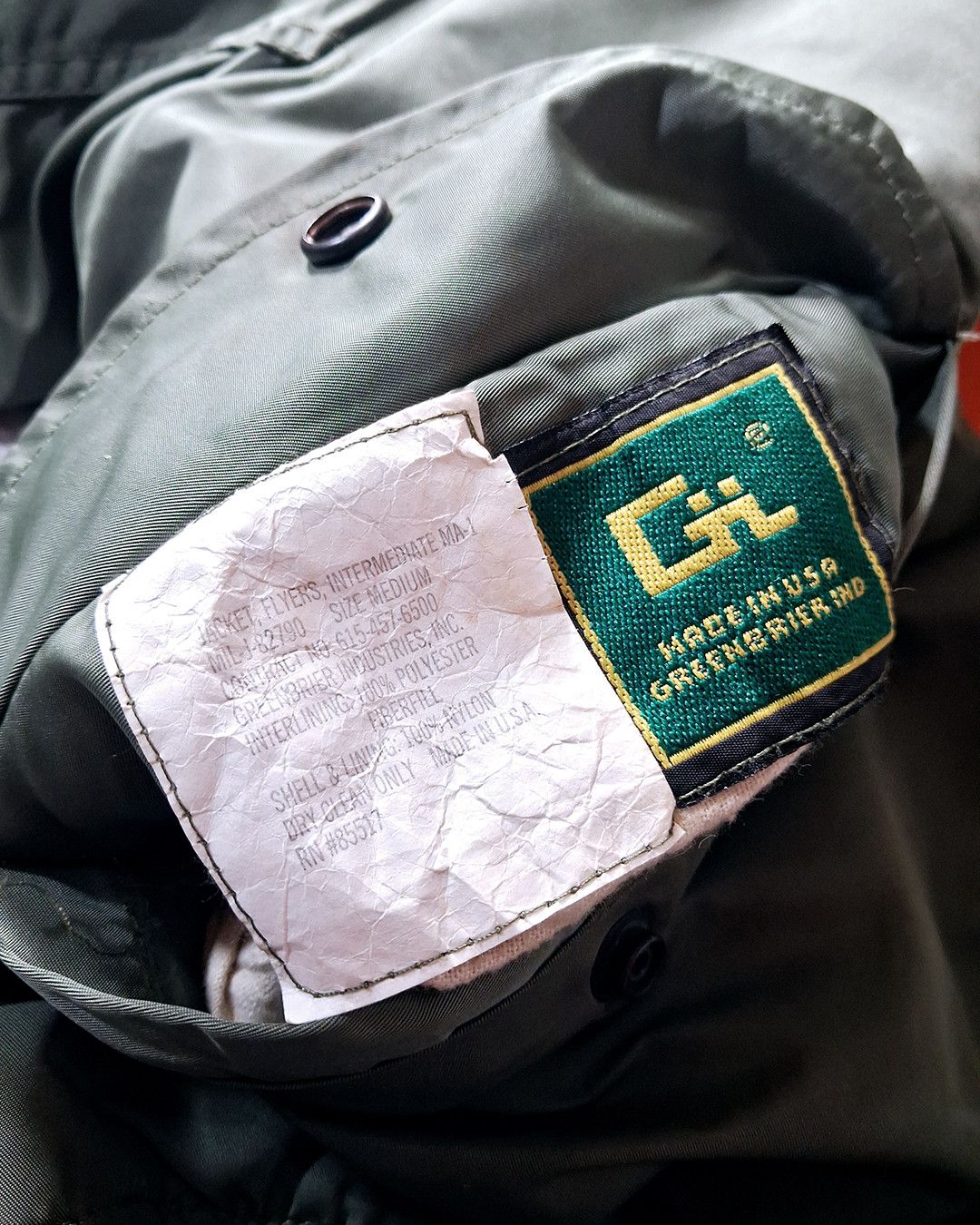 Other GREENBRIER INDUSTRIES MA-1 OLIVE GREEN BOMBER JACKET Size US L / EU 52-54 / 3 - 6 Thumbnail