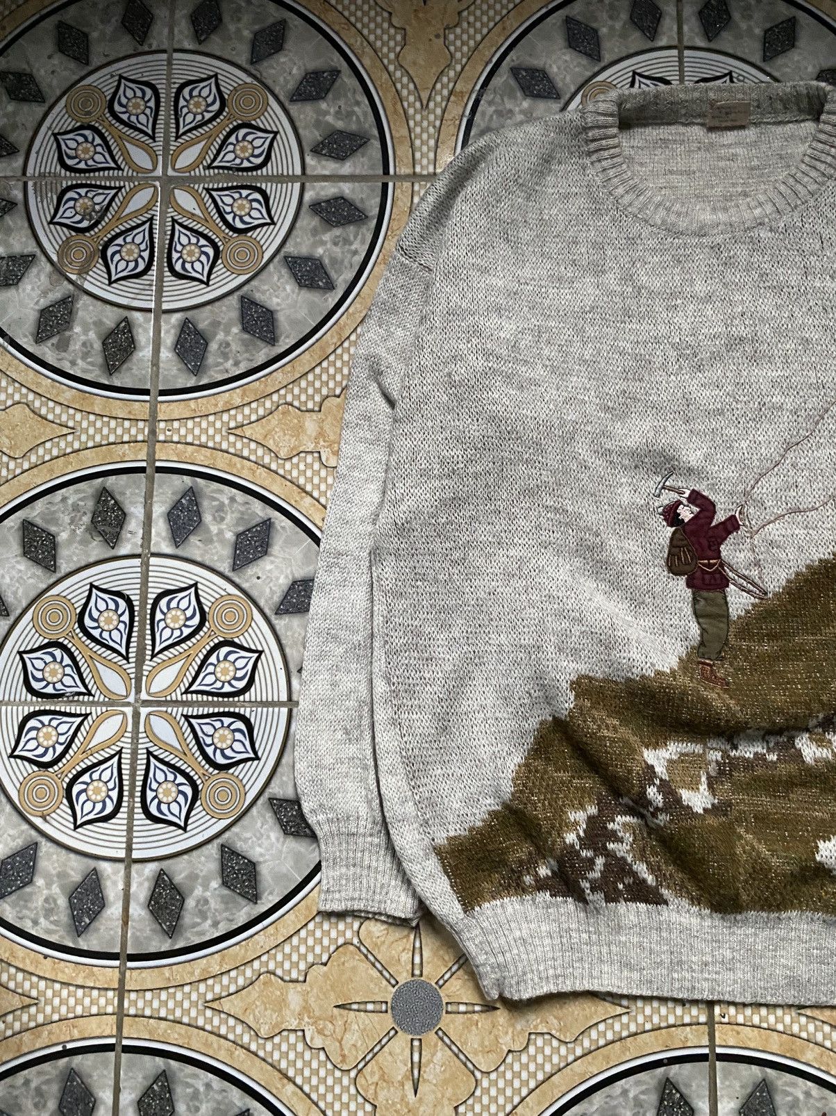 Other Vintage 90's Mountaineering Scenic Art Knit Sweater Size US L / EU 52-54 / 3 - 3 Thumbnail