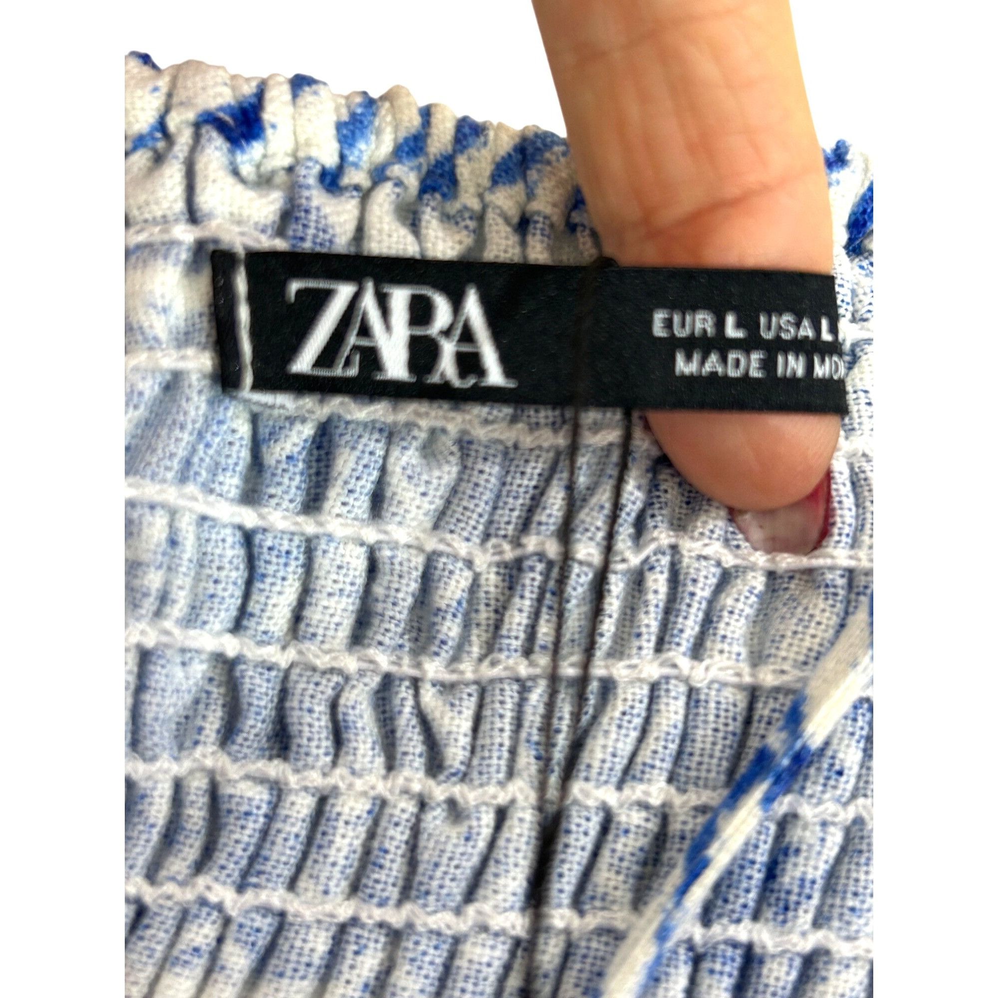 Zara Zara Women’s Sundress L Sleeveless Blue White Floral Geomet Size L / US 10 / IT 46 - 7 Thumbnail