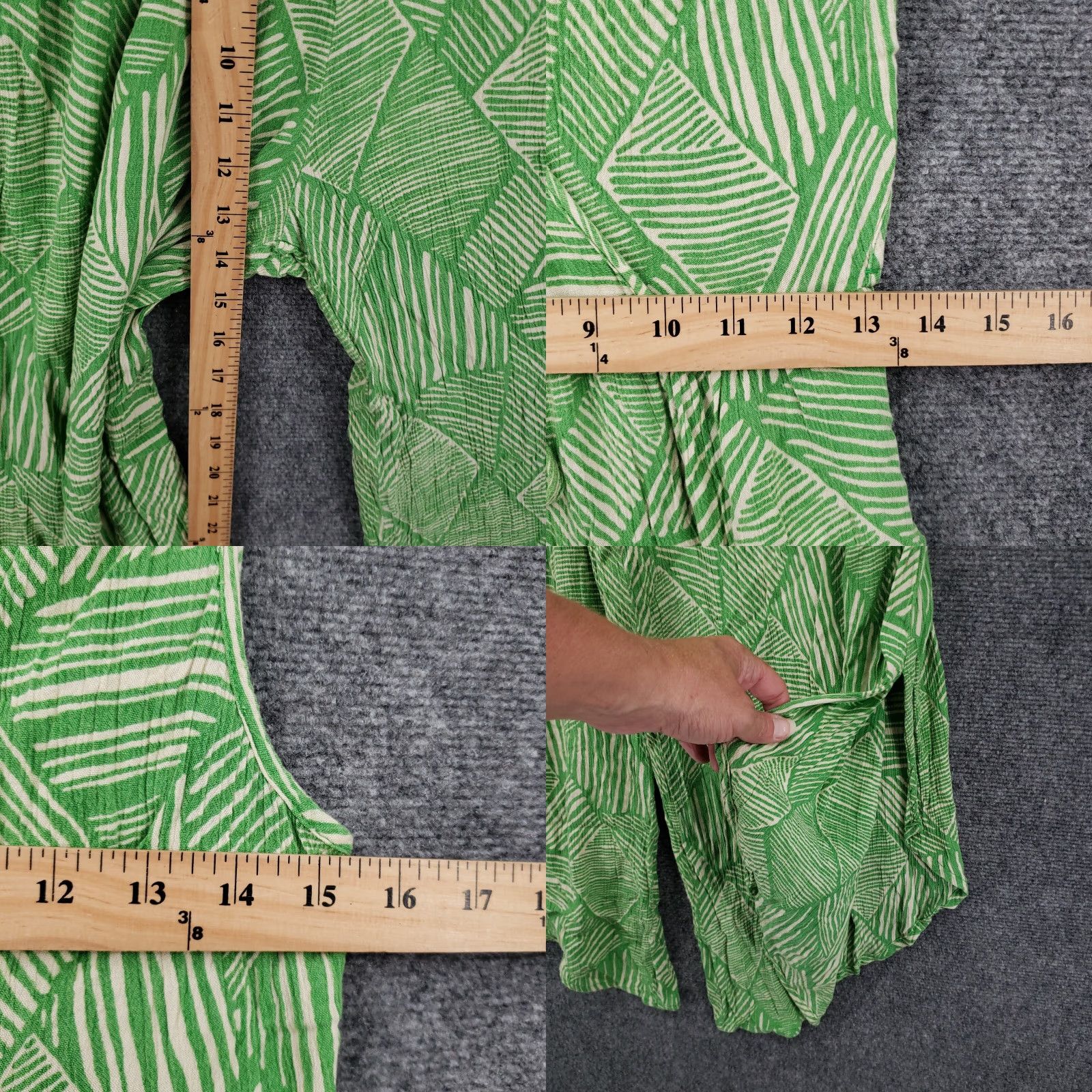 Vintage Band The Free Jumpsuit Women M Green Sleeveless V-Neck Wide-Leg One-Piece Casual Size 32" / US 10 / IT 46 - 8 Thumbnail
