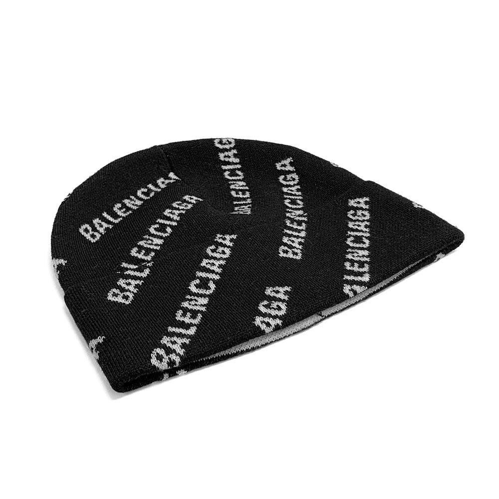 Balenciaga o1srvl11e0224 Size: OS Mini Allover Logo Beanie in White Size ONE SIZE - 1 Thumbnail
