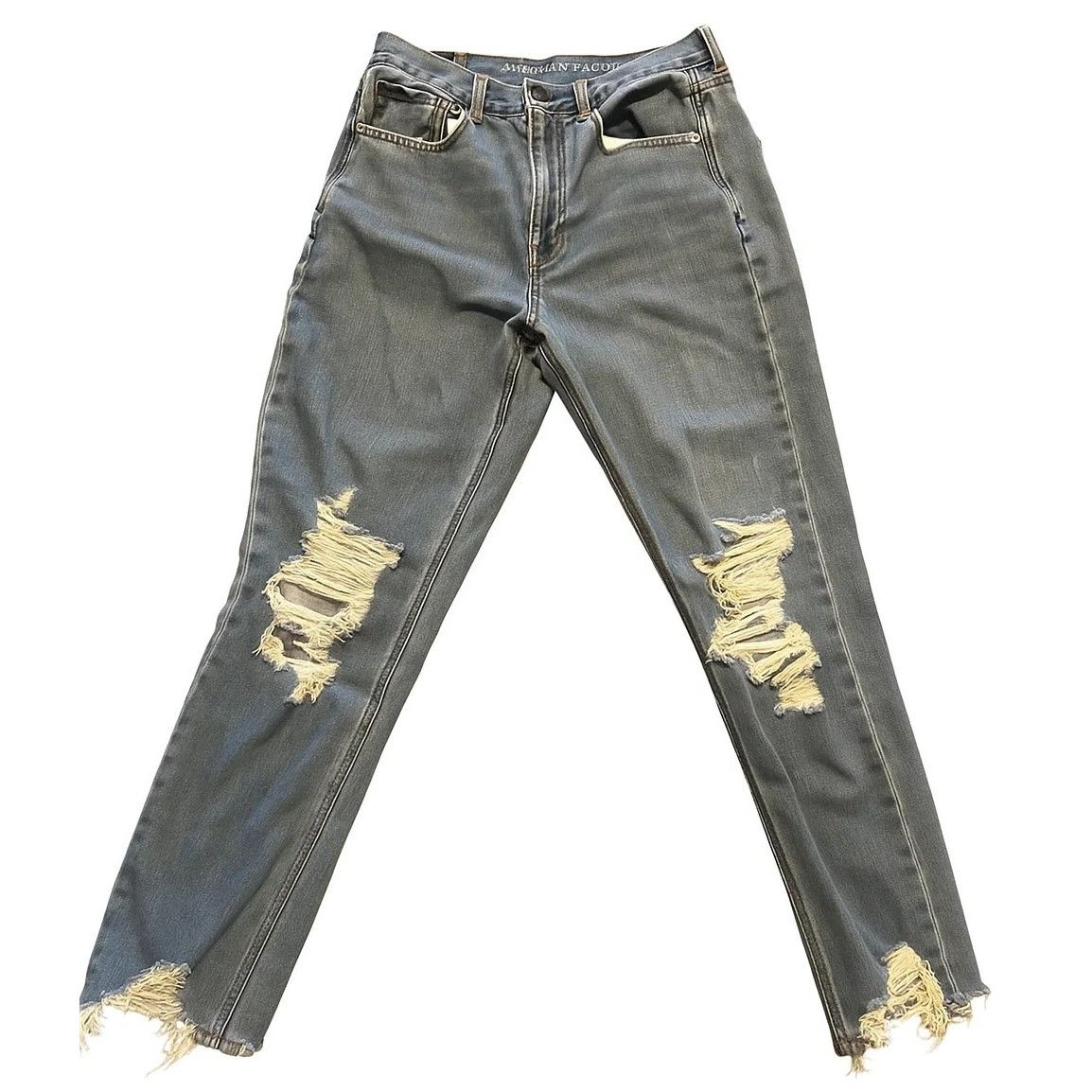 American Eagle Outfitters American Eagle Distressed Acid Wash Jeans - Size 6 Size 28" / US 6 / IT 42 - 1 Thumbnail