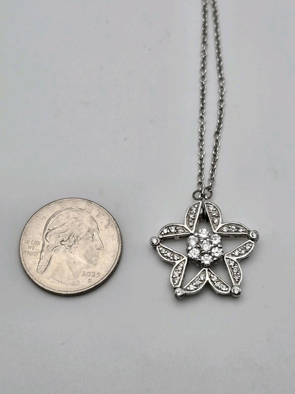 Sterling Silver Sterling Silver CZ Star Pendant Necklace 16.5–18" Adjustable Size ONE SIZE - 1 Thumbnail