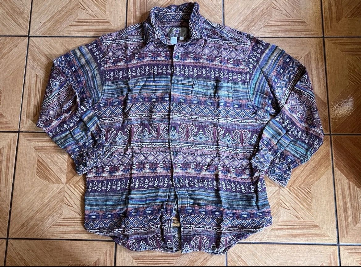 Territory Ahead Shirt Aztec Pattern Vtg Beacon Southwestern