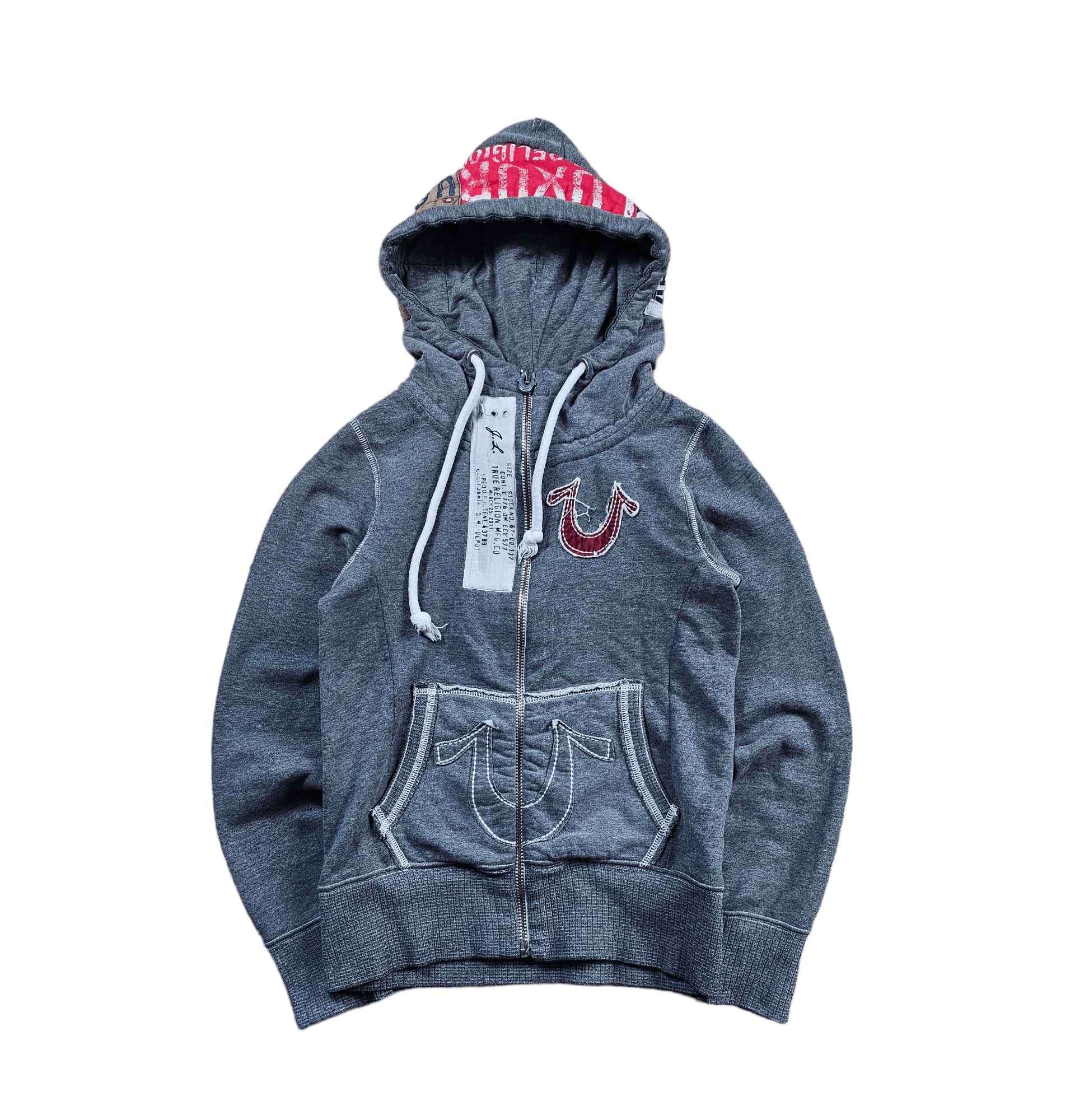 TRUE RELIGION ZIP UP DRILL DRIP HOODIE VINTAGE S