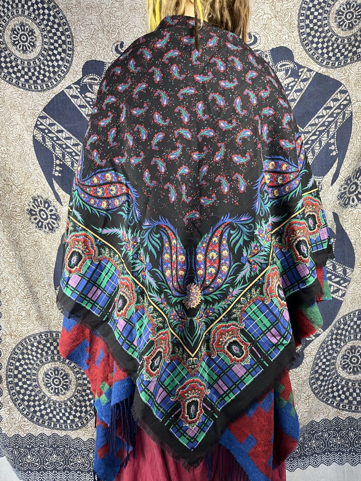 Vintage Vintage Vicki Lynn Bardon Wool Paisley Plaid Scarf Size ONE SIZE - 4 Thumbnail