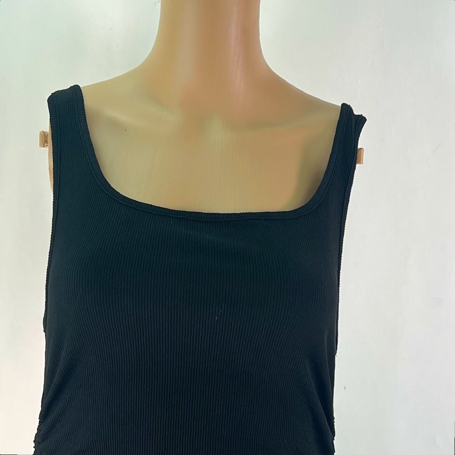 Vintage Womens Dress Bodycon Mini Sleeveless Side Ruched Black Square Neck Size Medium Size M / US 6-8 / IT 42-44 - 3 Thumbnail