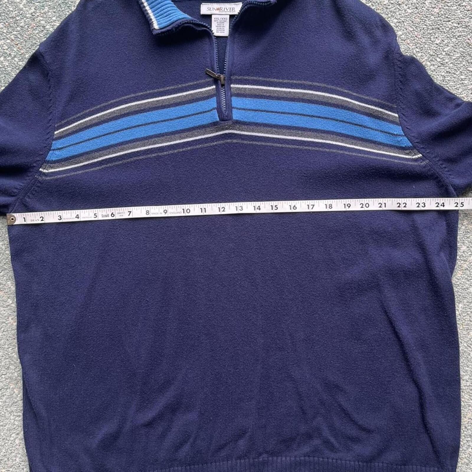 Other Sun River 1/4 Zip Striped Knit Sweater Navy Blue Men's 2XL Size US XXL / EU 58 / 5 - 4 Thumbnail