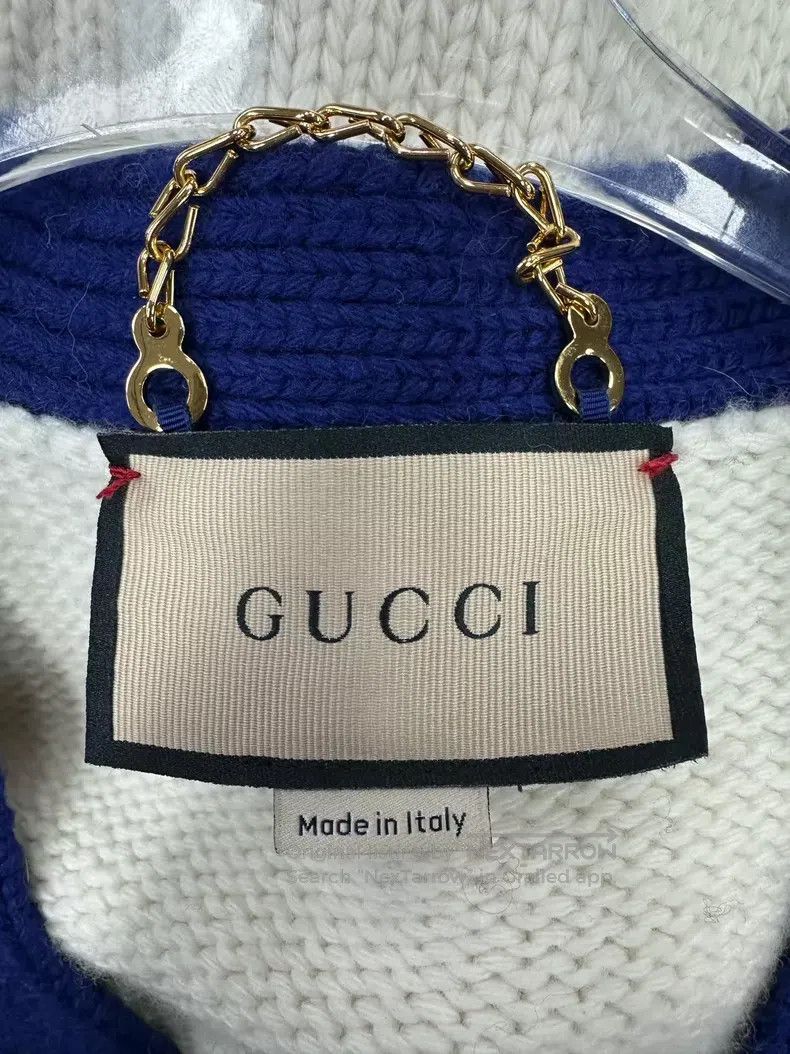 Gucci Gucci White logo rabbit jacquard knitted cardigan coat Size S / US 4 / IT 40 - 3 Thumbnail