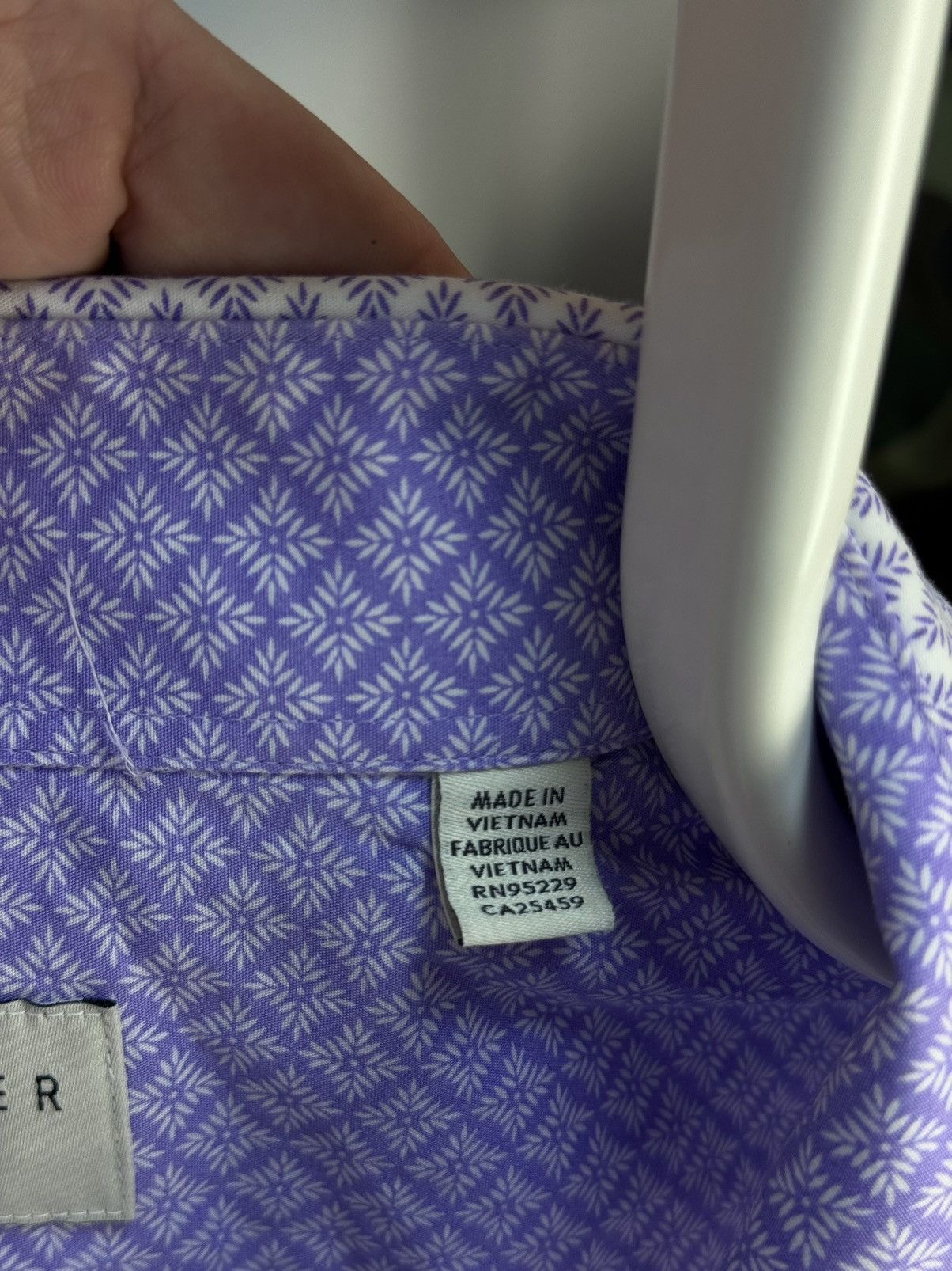 Designer × Ted Baker TED BAKER Endurance Printed Geometric White/Purple Shirt Size US XL / EU 56 / 4 - 15 Thumbnail