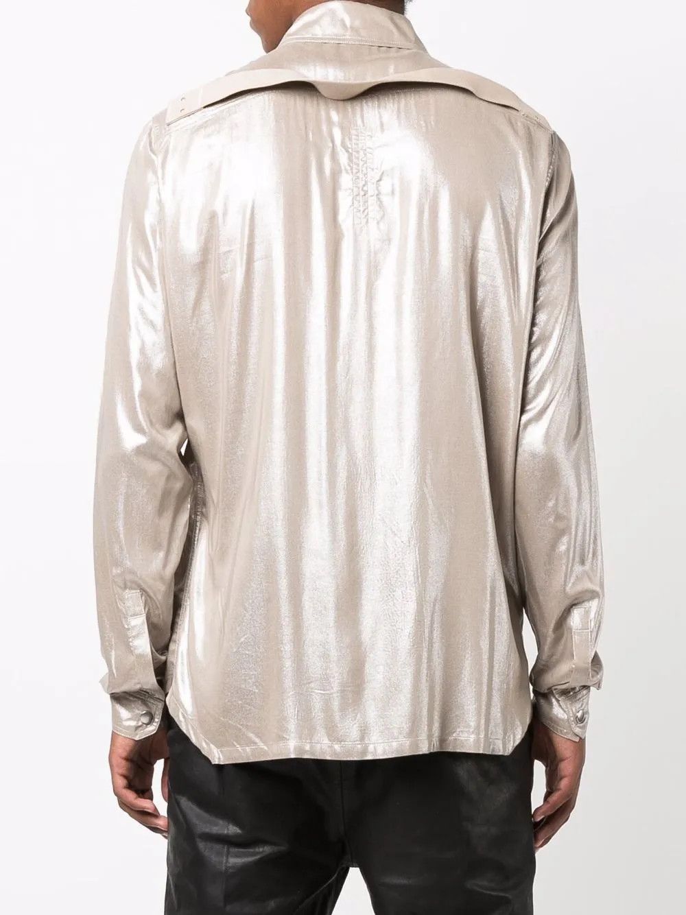 Rick Owens o1y0126 Solid Color Shirt in Silver Size M / US 6-8 / IT 42-44 - 3 Thumbnail