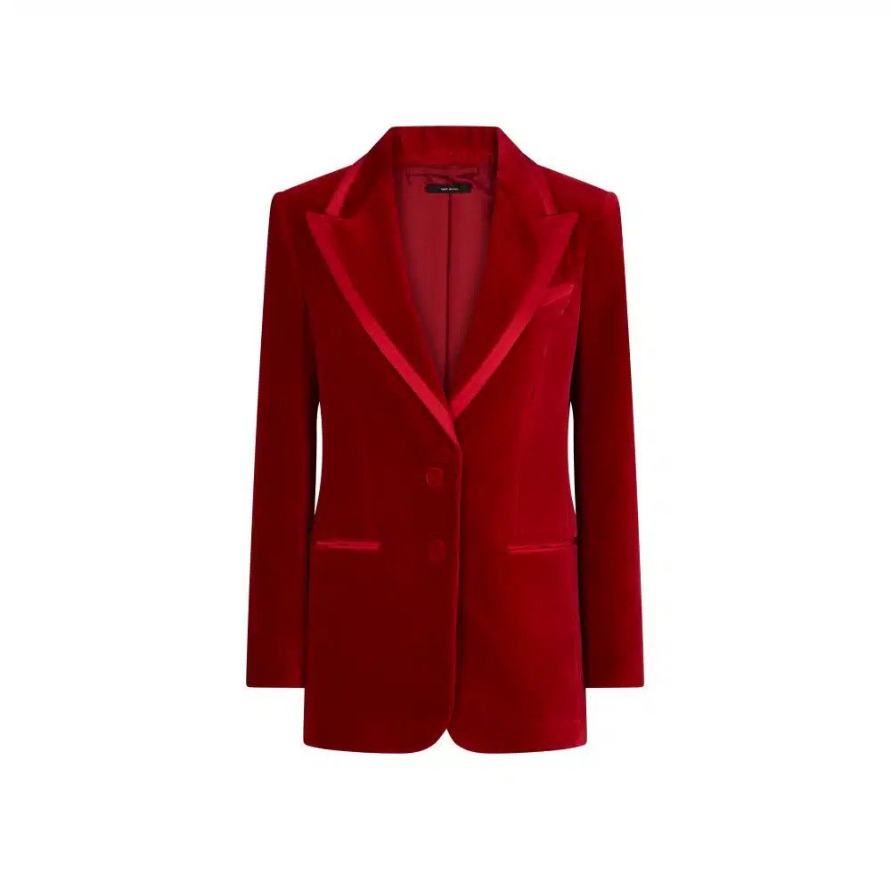 Tom Ford o1loc1c0725 GI2871 Silk Satin Trimmed Velvet Jacket in Red Size XS / US 0-2 / IT 36-38 - 1 Thumbnail