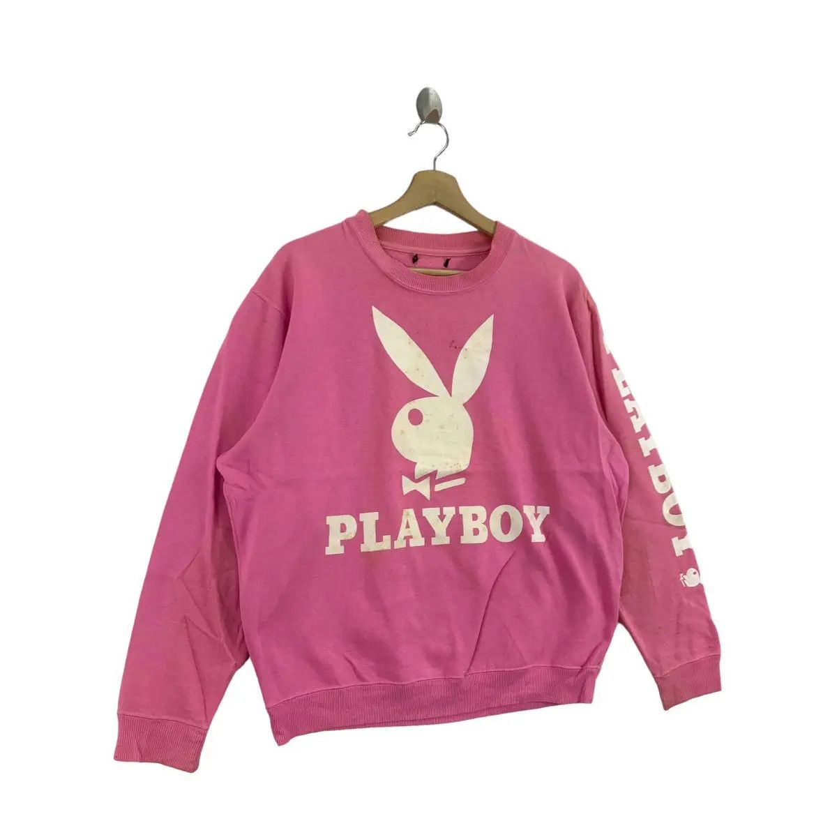 Playboy Vtg PLAYBOY 2006 Rabbit Head Bunny Pink Sweatshirt Pullover Size XL / US 12-14 / IT 48-50 - 2 Thumbnail