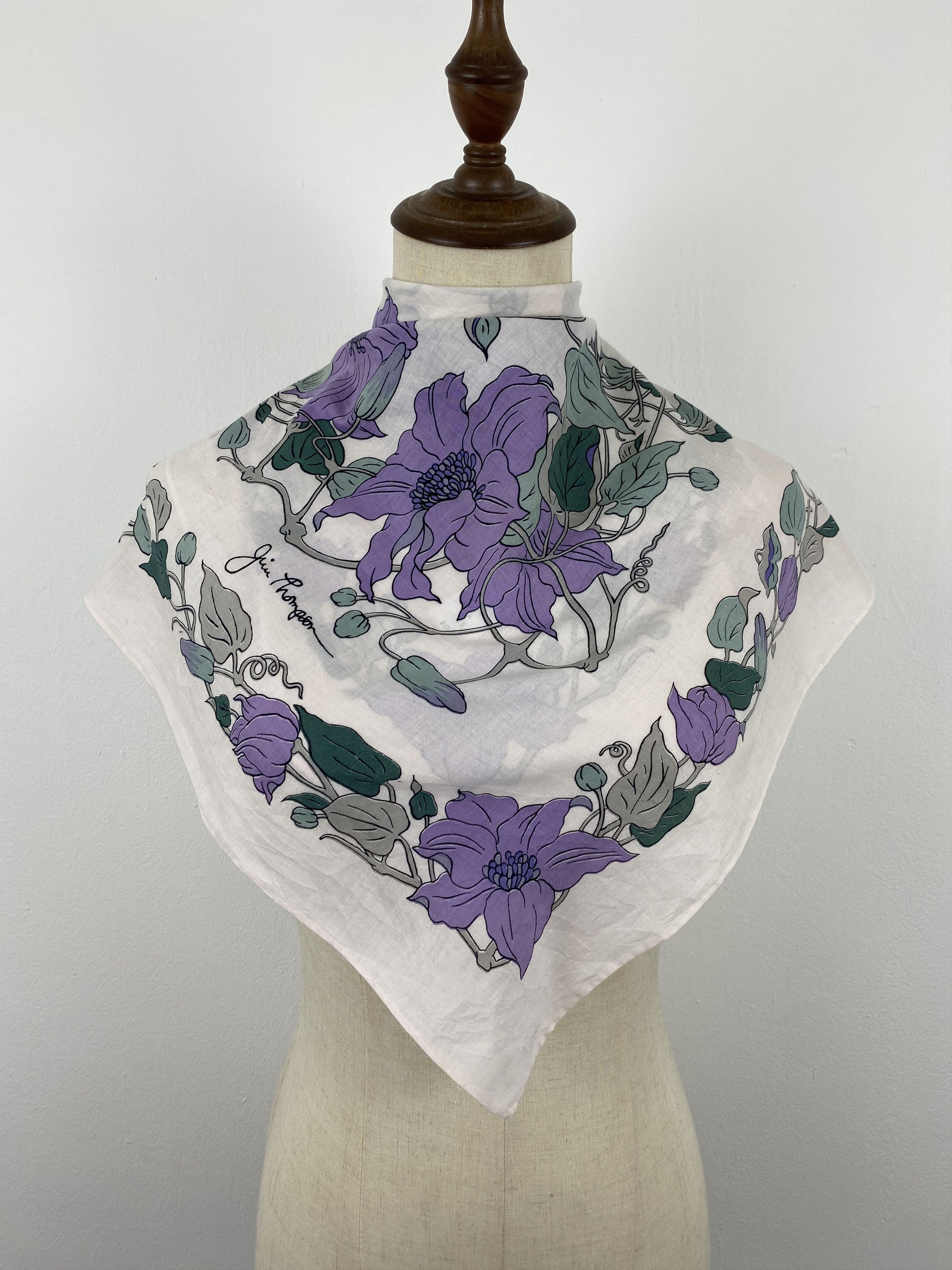 Jim Thompson Vintage Jim Thompson Floral Silk Scarf SN0108 Size ONE SIZE - 2 Thumbnail