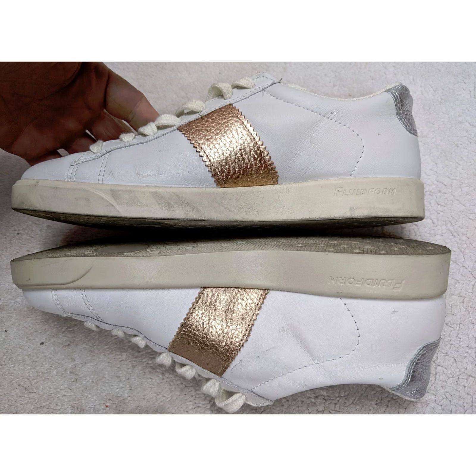 Ecco ECCO Street Lite Retro Sneaker Womens 5 5.5 36 White Bronze Casual Leather Leather Sneaker Womens Size US 5 / IT 35 - 5 Thumbnail