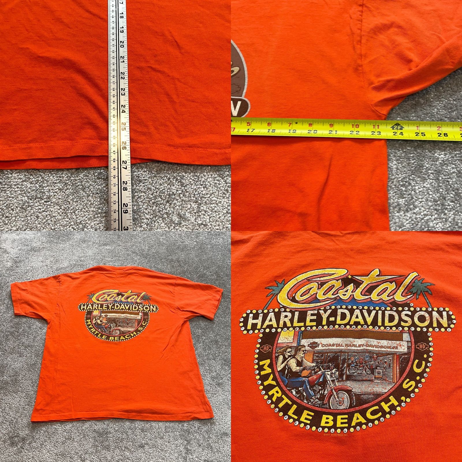 Harley Davidson Harley-Davidson Shirt Adult XL 46-48 Orange Crew Neck Tee Men Biker Hanes Beefy-T Size US XL / EU 56 / 4 - 8 Thumbnail