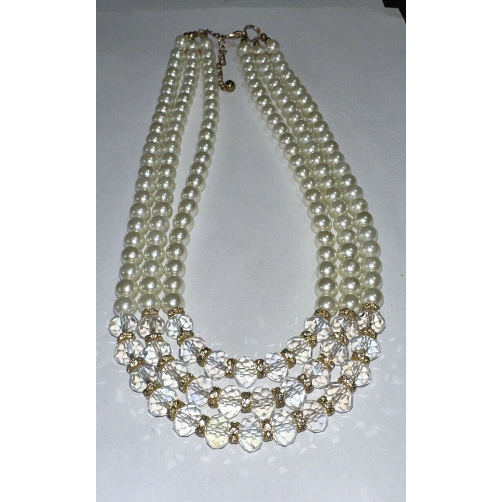 Other Faux Pearl and AB Crystal Hydro Facet Beads 3 Strands 18' Size ONE SIZE - 2 Thumbnail