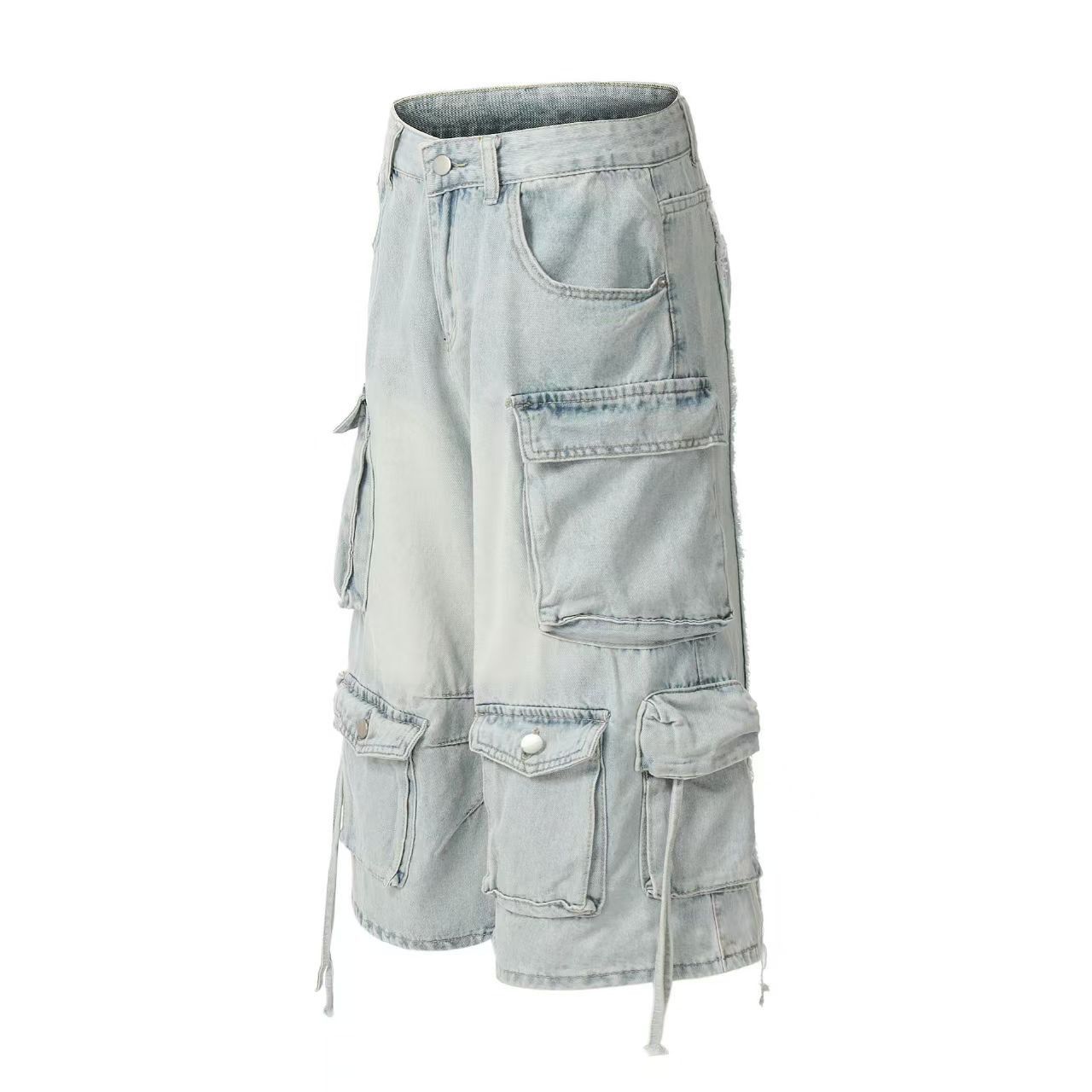Vintage Street Y2K Vintage Multi-Pocket Washed Work Denim Shorts Size US 34 / EU 50 - 1 Thumbnail