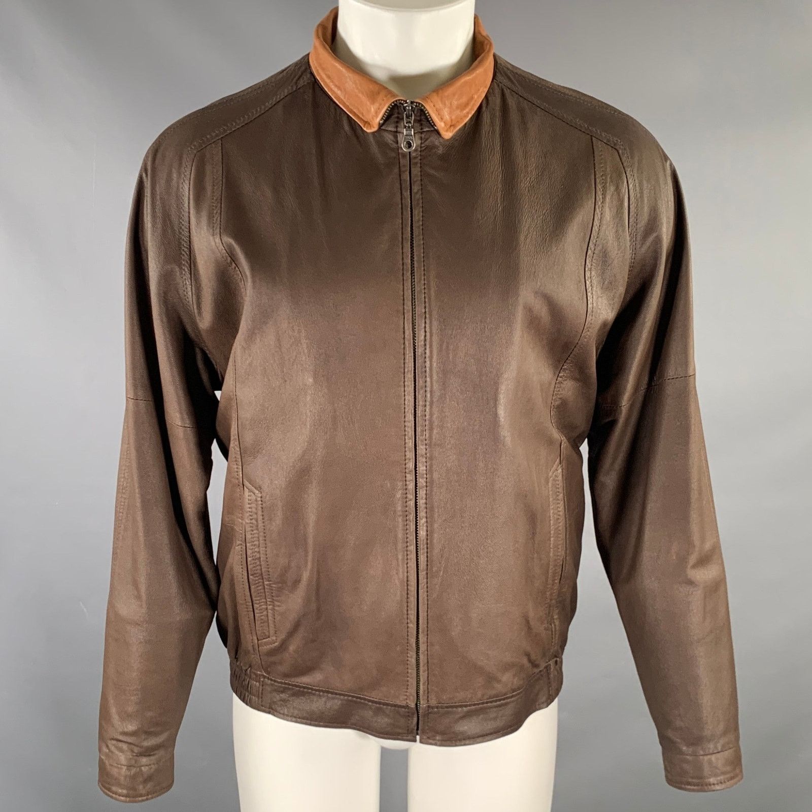 Johnston & Murphy JOHNSTON & MURPHY Size S Brown Tan Leather Zip Up Jacket Size US S / EU 44-46 / 1 - 1 Thumbnail