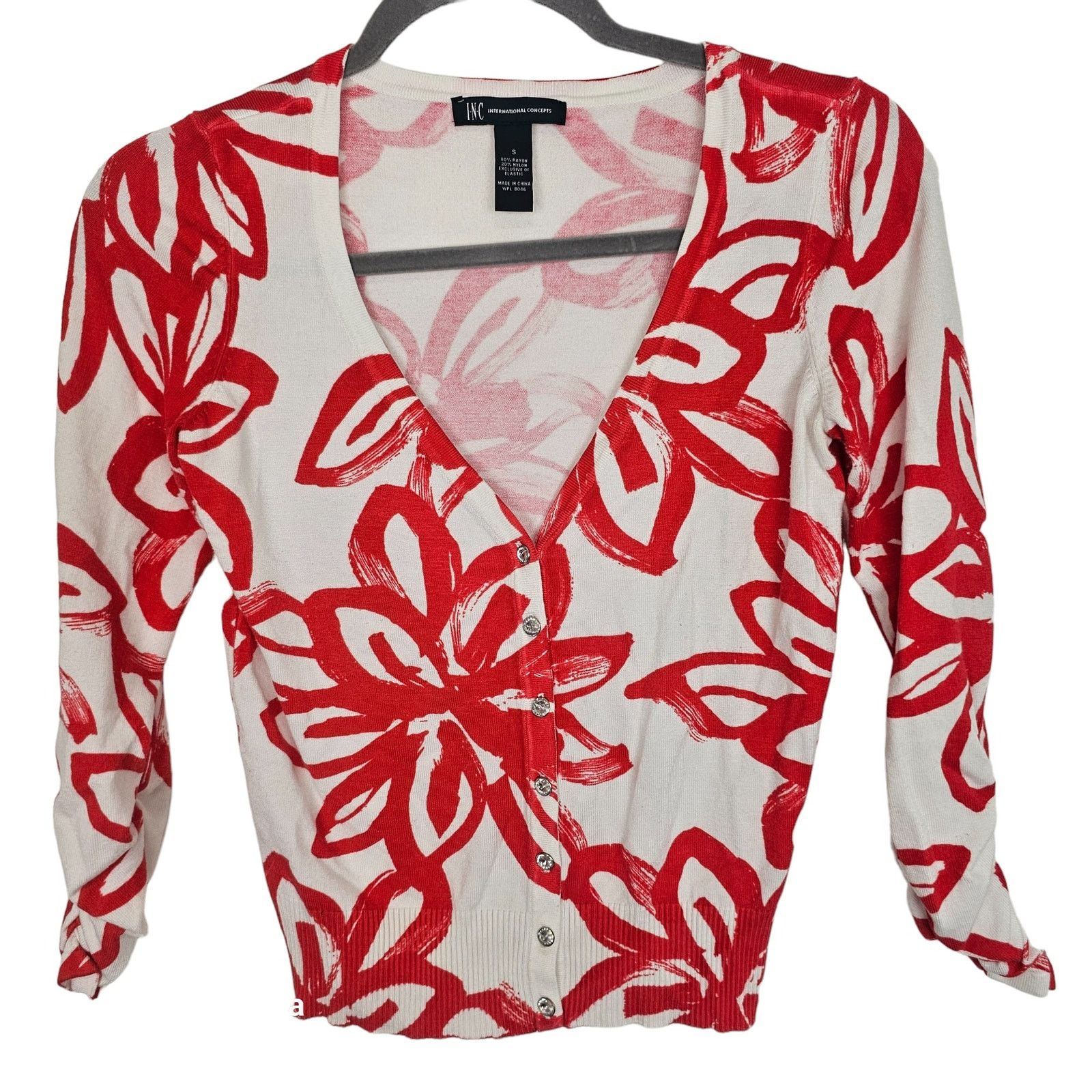 UNIK International Inc. INC International Concepts Womens Floral Cardigan Sweater S Size S / US 4 / IT 40 - 1 Thumbnail