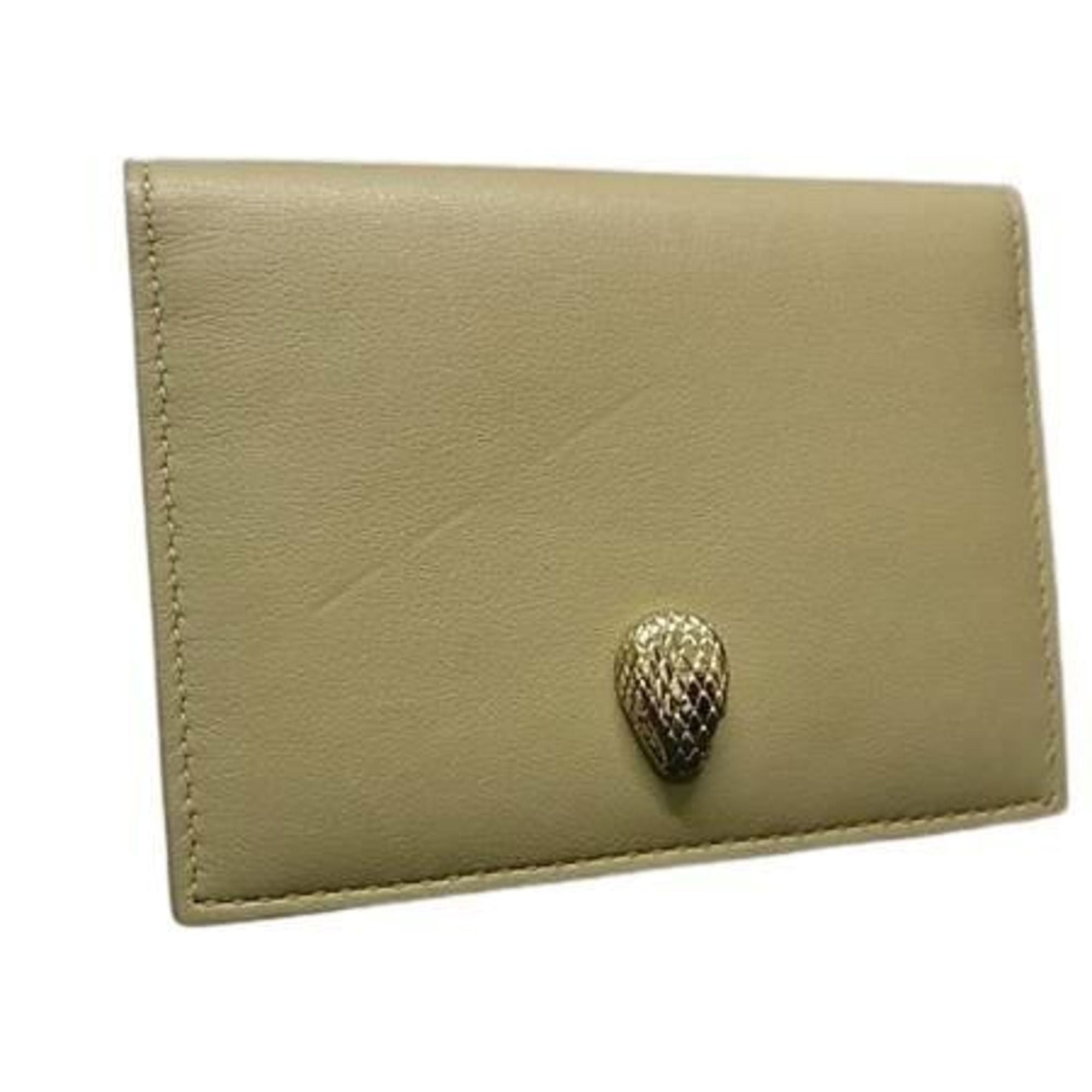Bvlgari BVLGARI Serpenti Card Case 293693 Beige Leather Women's Size ONE SIZE - 1 Thumbnail