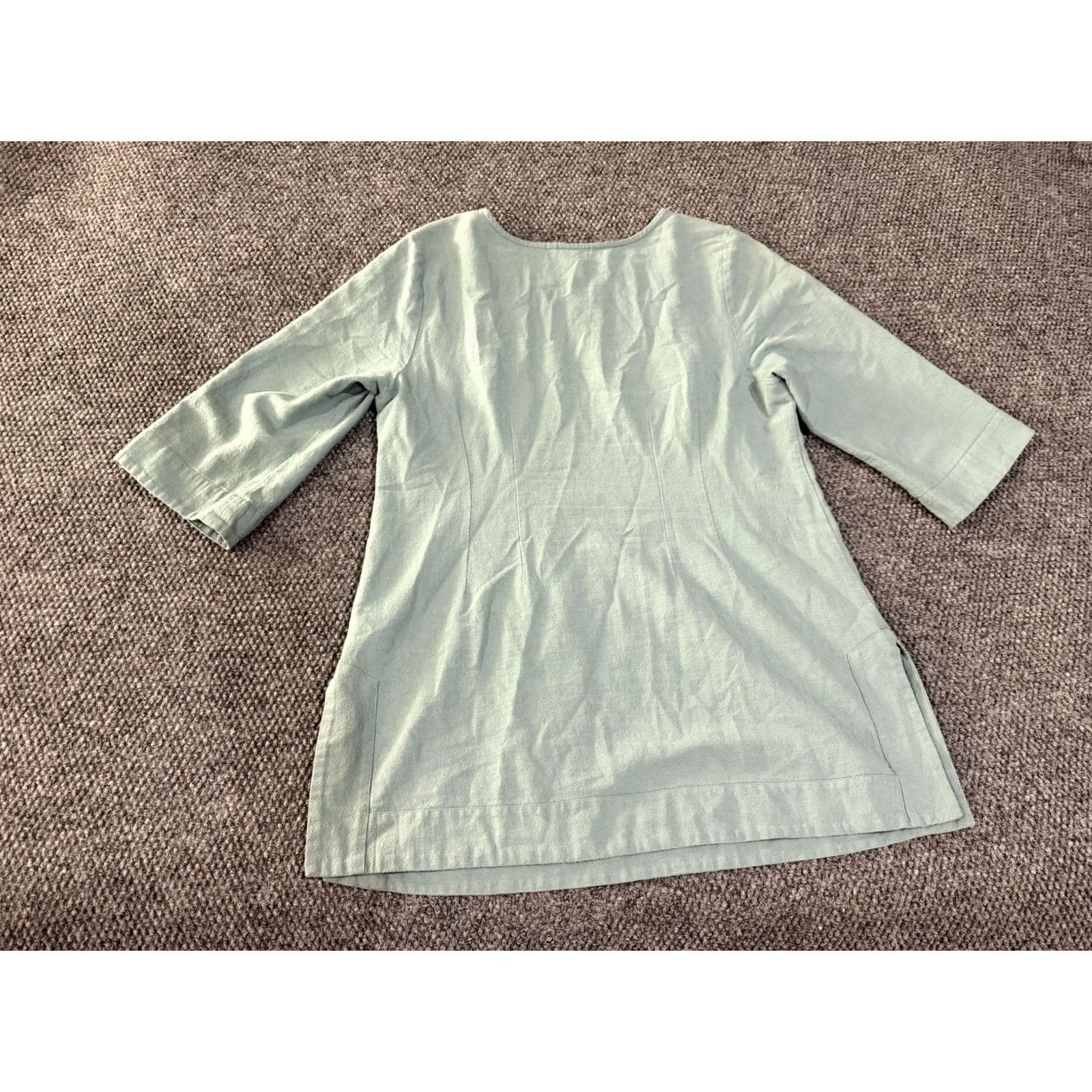 Soft Surroundings Soft Surroundings Blouse Womens M Green Round Neck 3/4 Sleeve Tunic Top Shirt Casual Spring Size M / US 6-8 / IT 42-44 - 6 Thumbnail