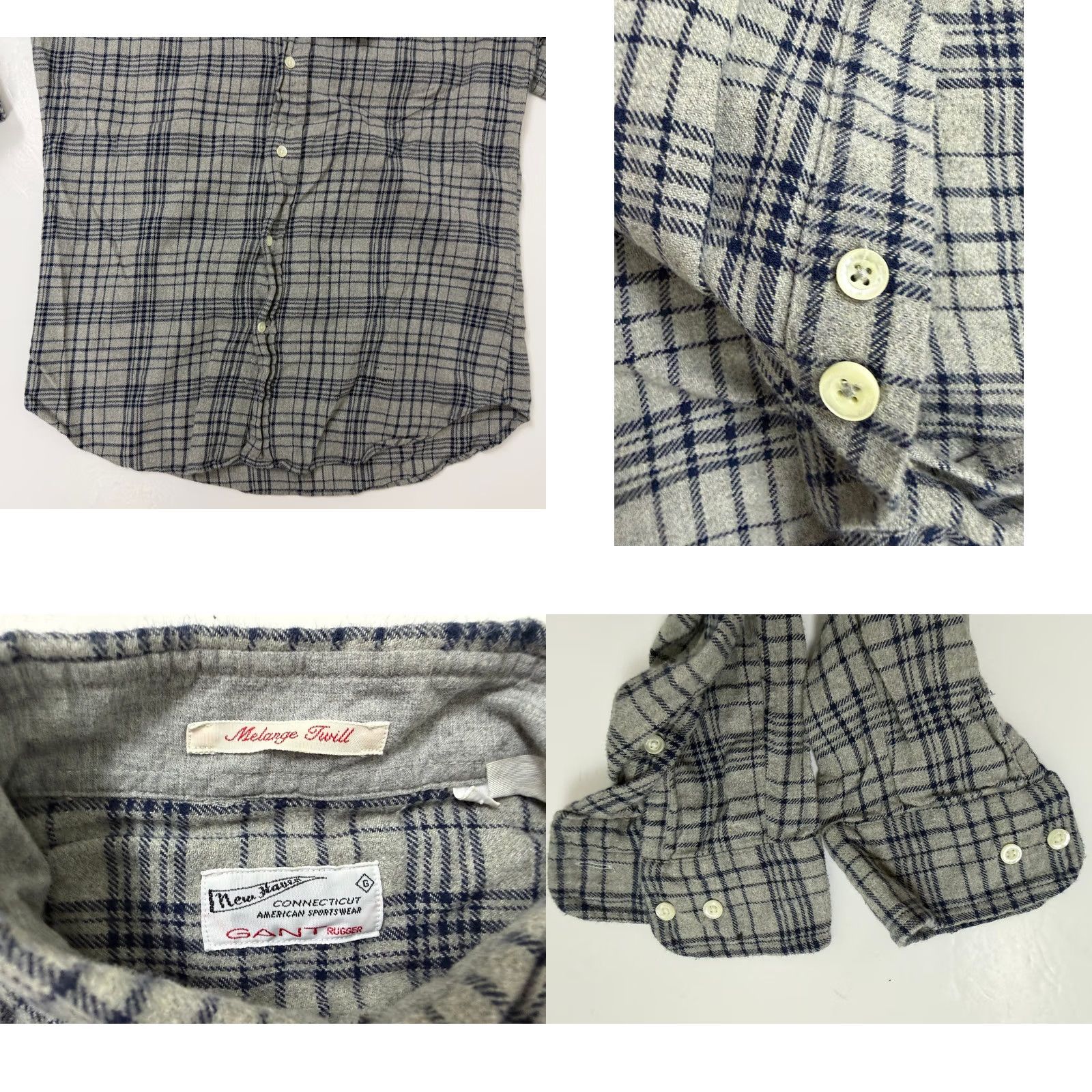 Gant VINTAGE Gant Rugger Melange Twill Shirt Men S Gray Plaid Cotton Flannel Button-Up Casual Outdoor Size US S / EU 44-46 / 1 - 9 Thumbnail
