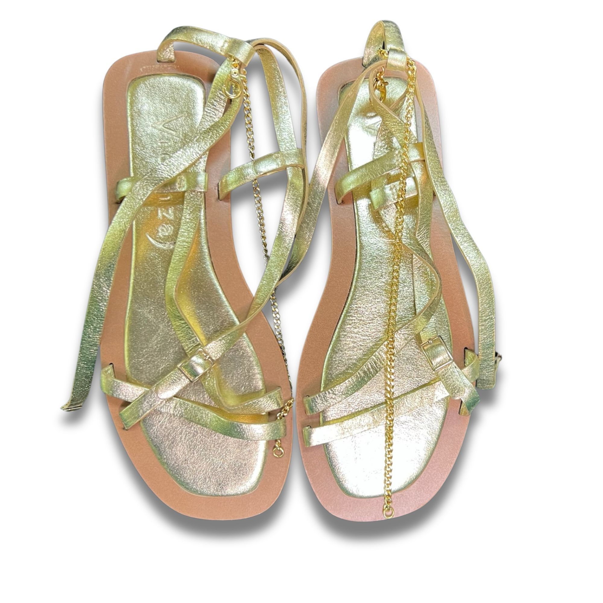 Other Vicenza Womens Gold Strappy Sandals With Chain Detail Size 8 Size US 8 / IT 38 - 2 Thumbnail