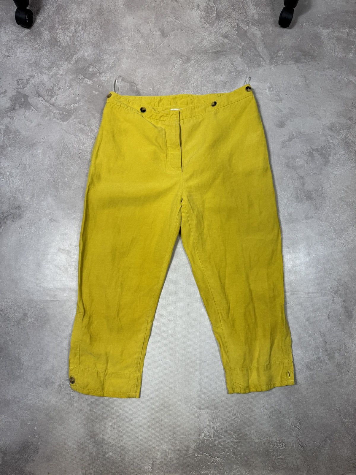 Kenzo Kenzo Woman's Linen Set Jacket &Cropped Capri Pants Yellow Size XS / US 0-2 / IT 36-38 - 8 Thumbnail