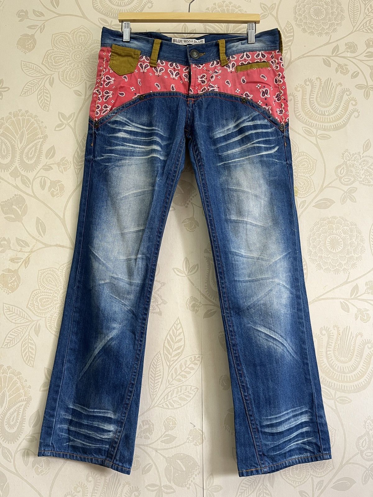 If Six Was Nine × Japan Blue × Japanese Brand Vintage 90s Blue Moon Blue Kapital Patches Jeans Size US 29 - 1 Thumbnail