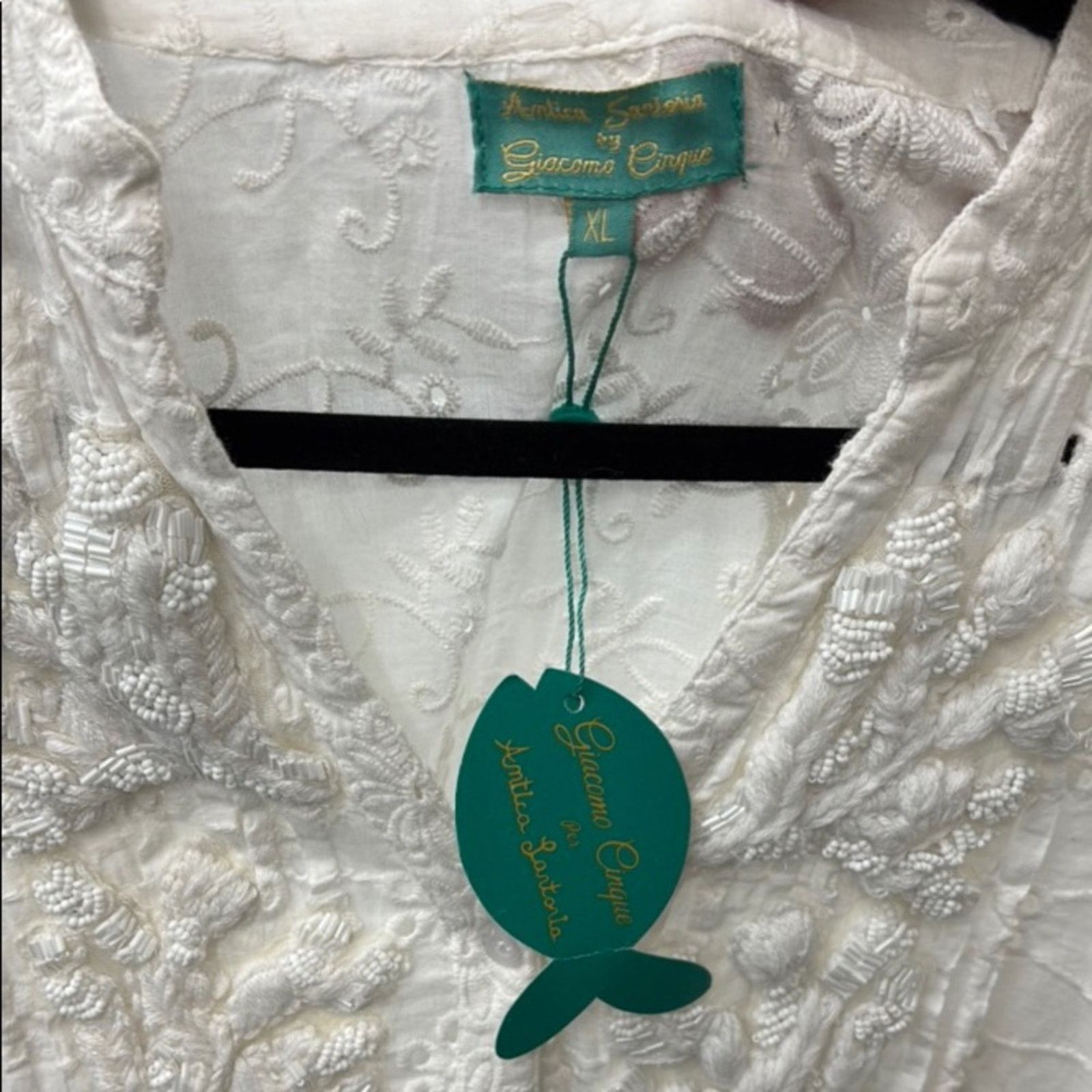 Other NWT Giacomo Cinque White Embroidered Blouse Size XL Size XL / US 12-14 / IT 48-50 - 2 Thumbnail