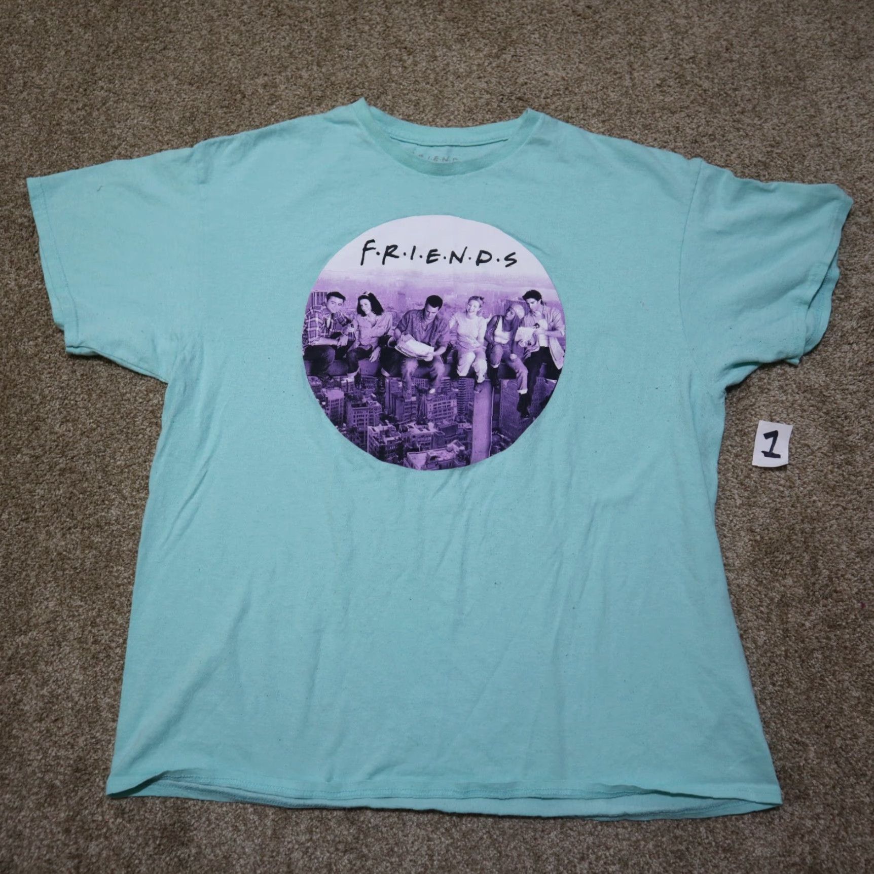 Vintage FRIENDS TV Show Skyscraper Cast T-Shirt 100% Cotton Adult XL Green Crew Neck Short Sleeve Mens Shirt Vintage: No Size US XL / EU 56 / 4 - 2 Thumbnail
