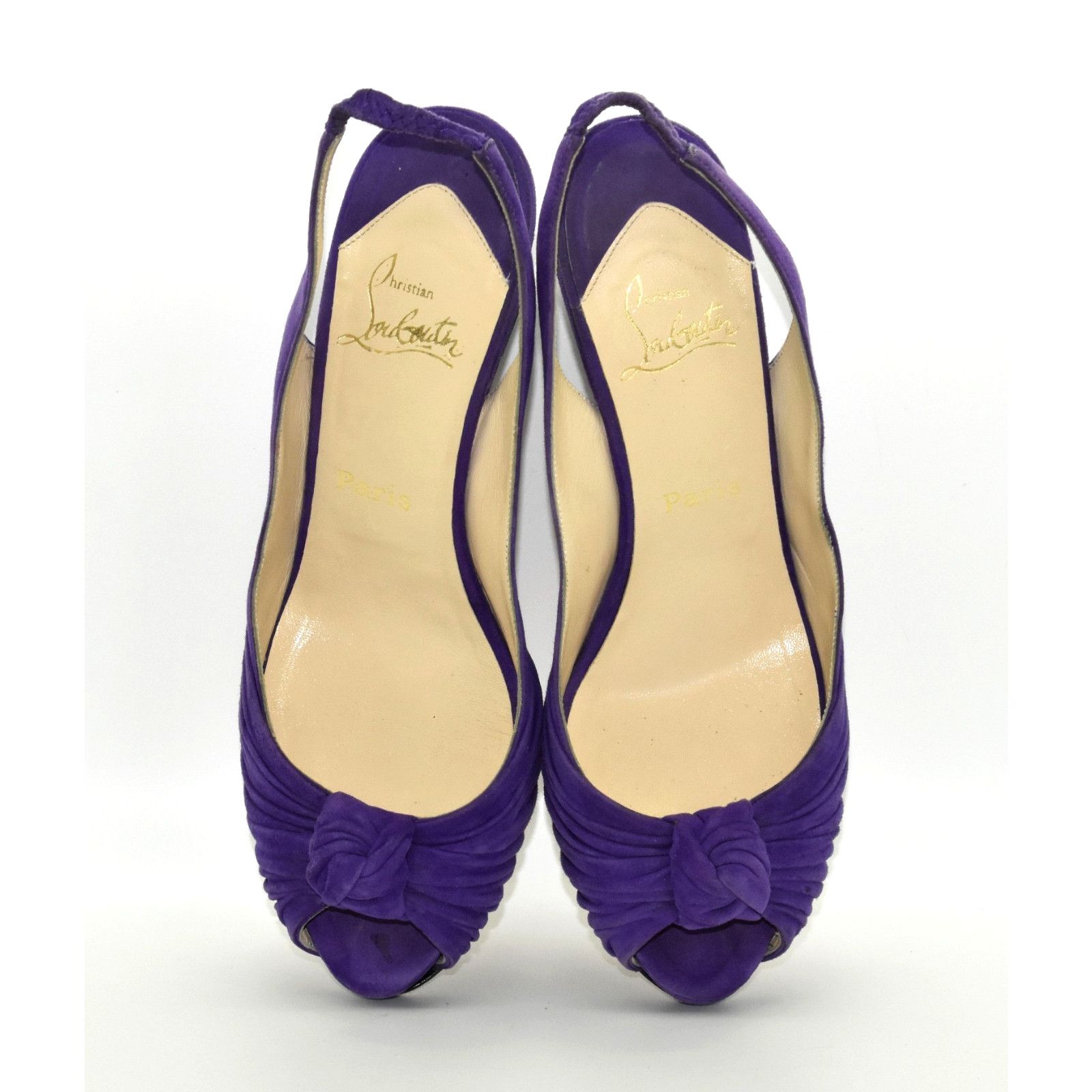 Christian Louboutin CHRISTIAN LOUBOUTIN Peep Toe Wedge Slingbacks Sz 40.5 $950 Size US 10.5 / IT 40.5 - 4 Thumbnail