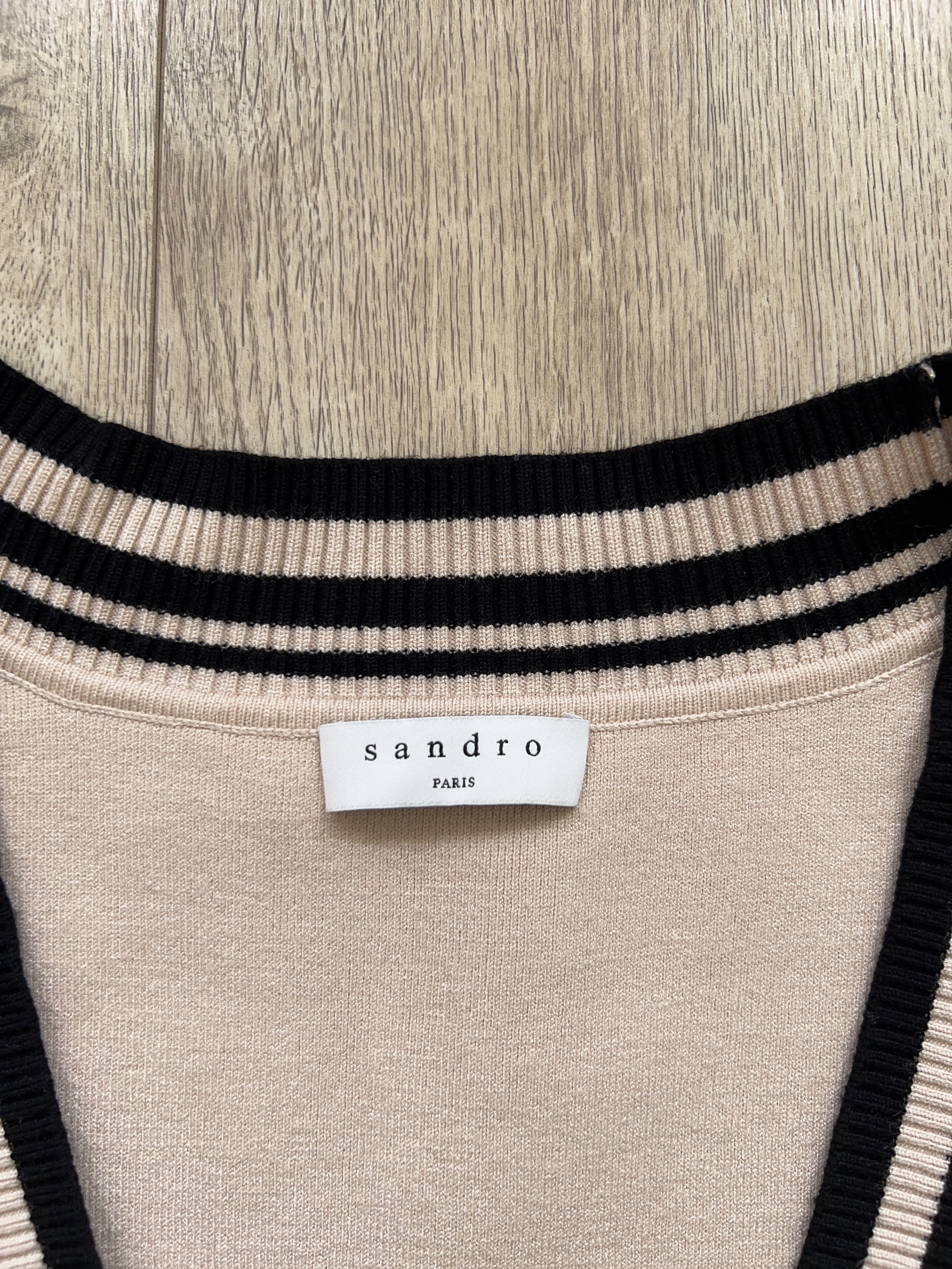 Designer × Sandro SANDRO Paris Palm Tree College Jumper V Neck Size 1 S Size S / US 4 / IT 40 - 3 Thumbnail